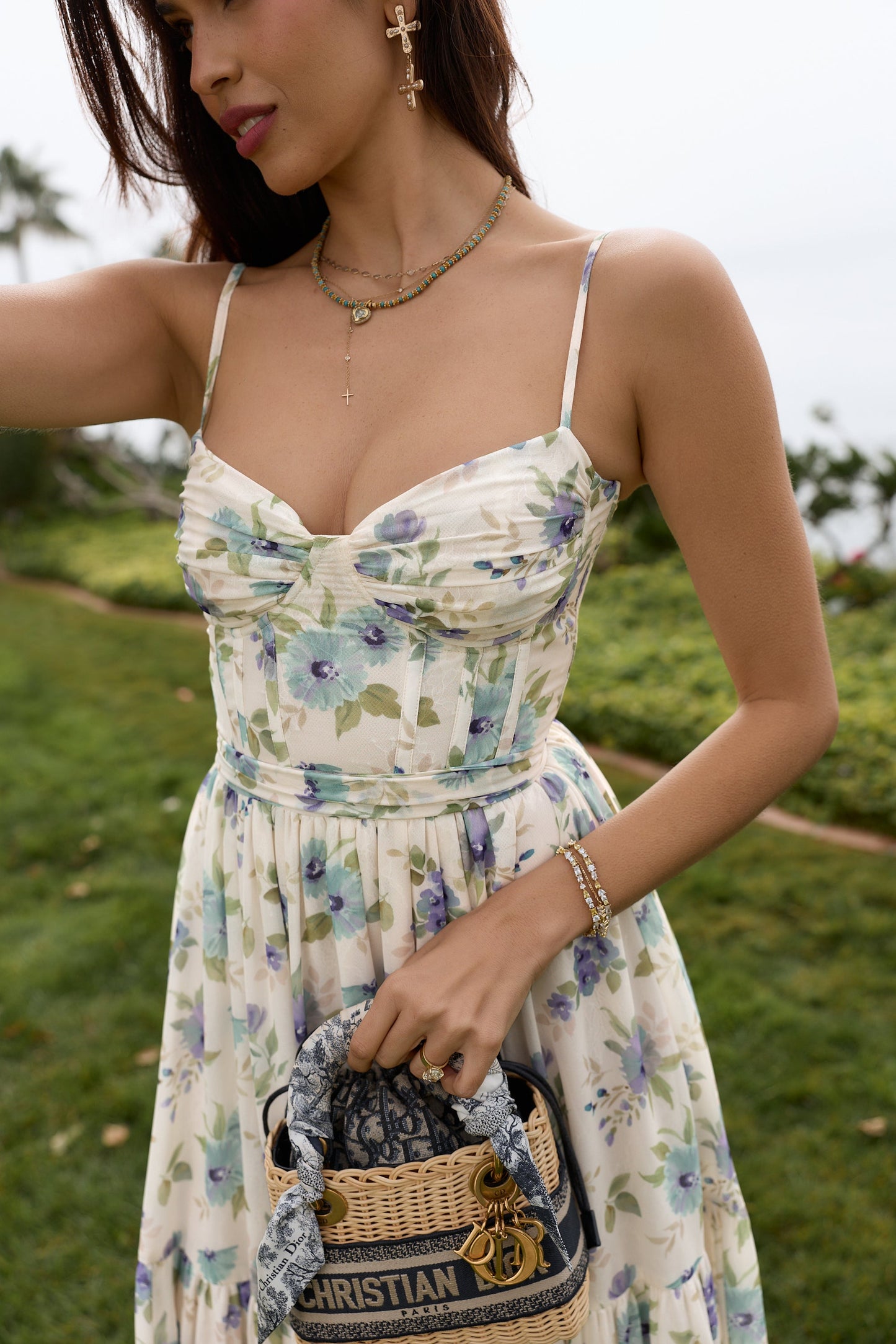 The Lara Dress in Blue Watercolor Floral