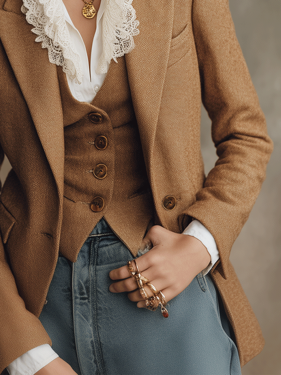 Vintage Camel Tailored Blazer