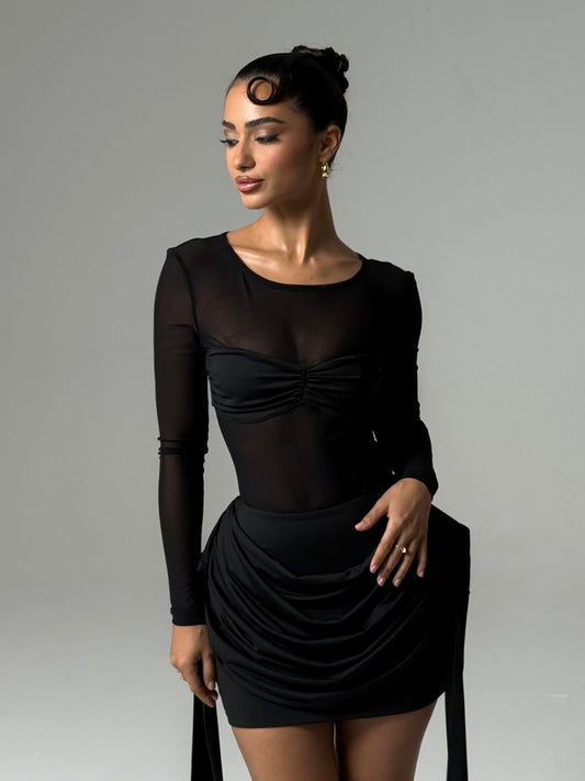 Sexy round Neck Slim-Fit See-through Dress