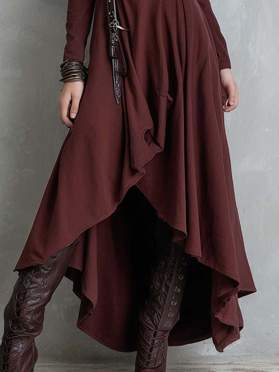 Asymmetric Zip-Front Maxi Dress
