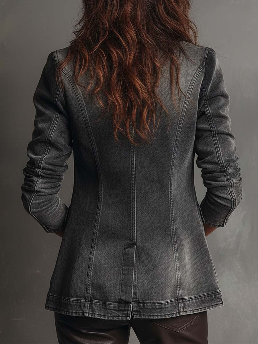 Washed Charcoal Denim Blazer