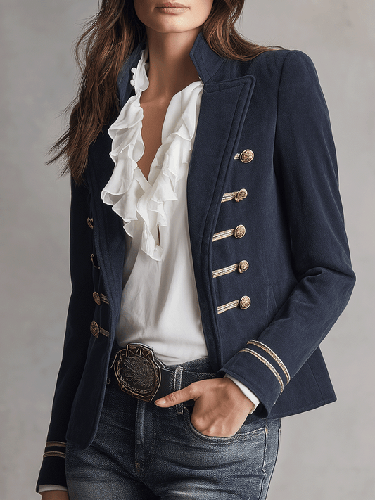 Vintage Navy Military Tailored Gold Trim Jacket