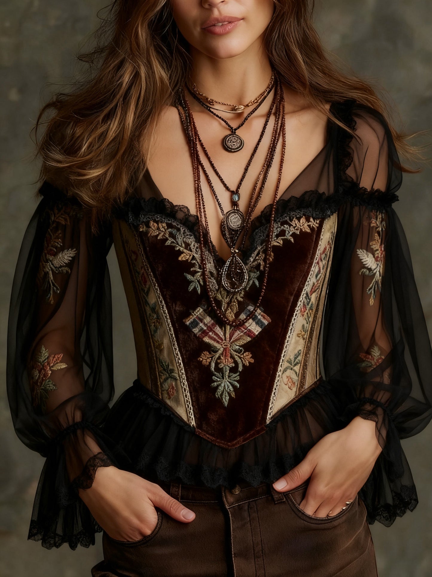 Elegant British V-neck top