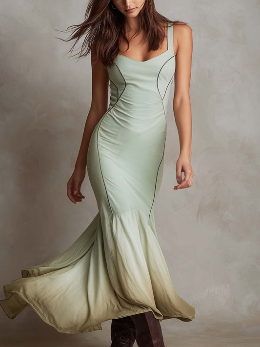 Ombre Flowy-Hem Bodycon Maxi Dress