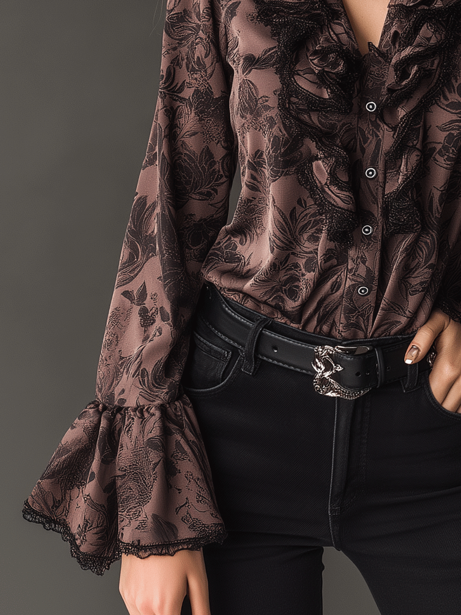 Retro Bohemian Romantic Ruffled Shirt