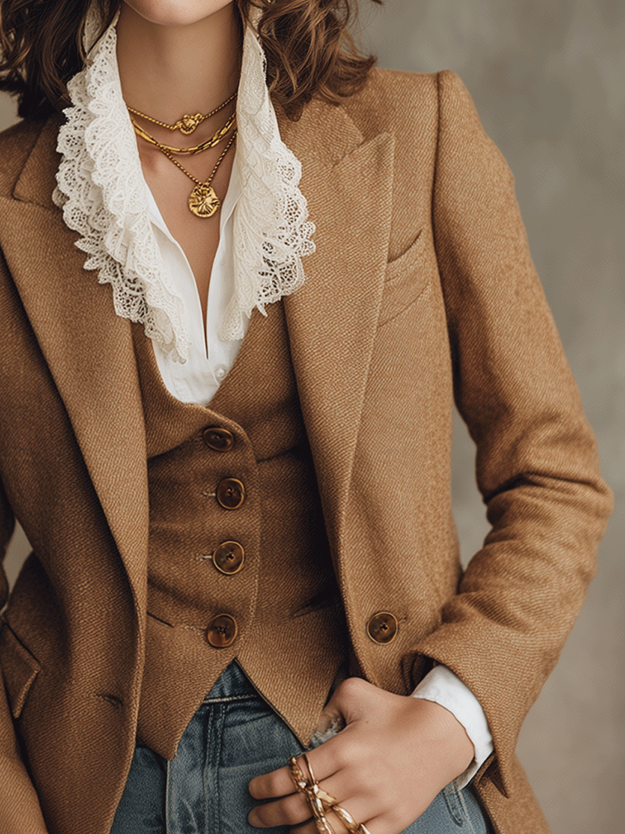 Vintage Camel Tailored Blazer