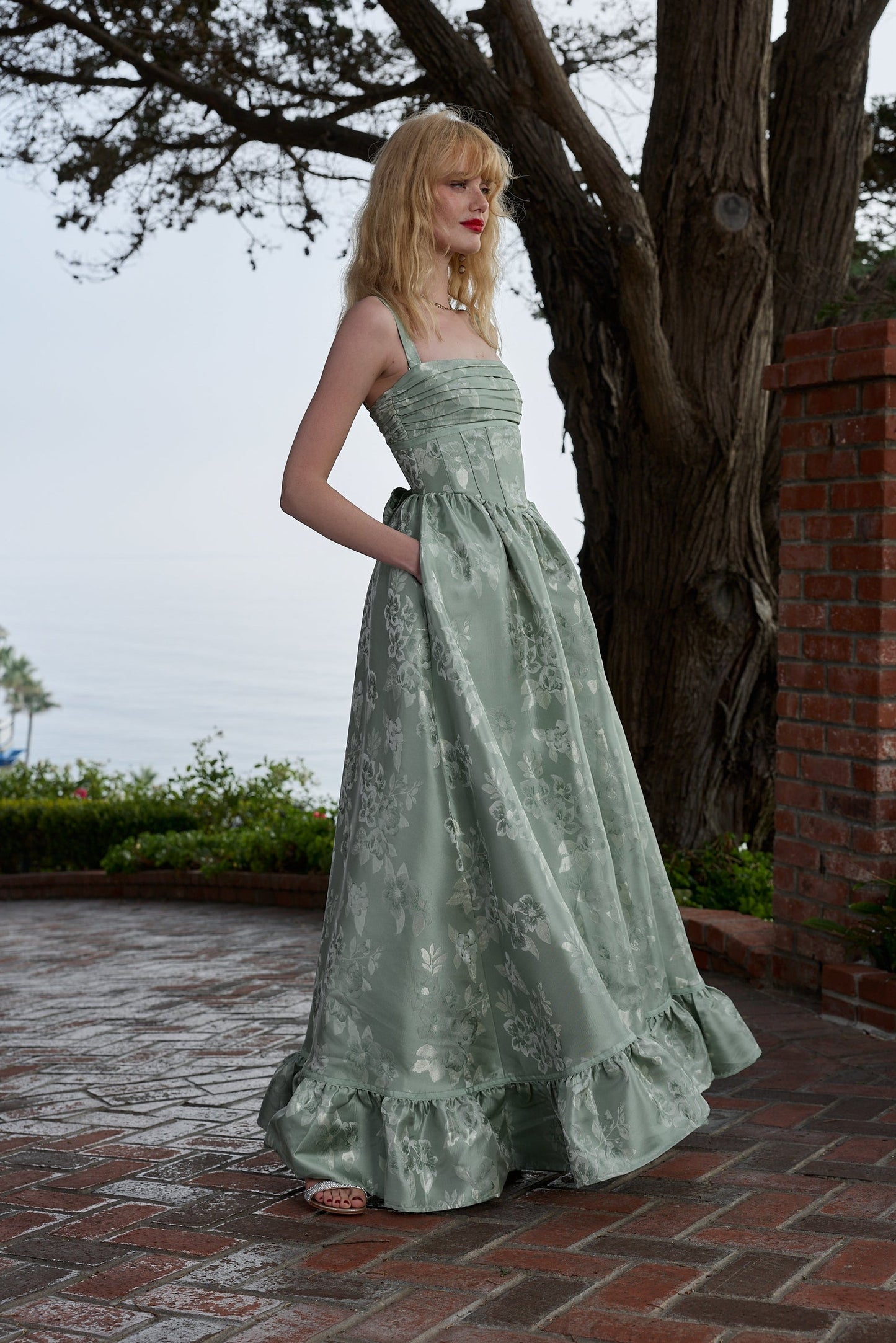 The Ava Dress in Sage Baroque Floral