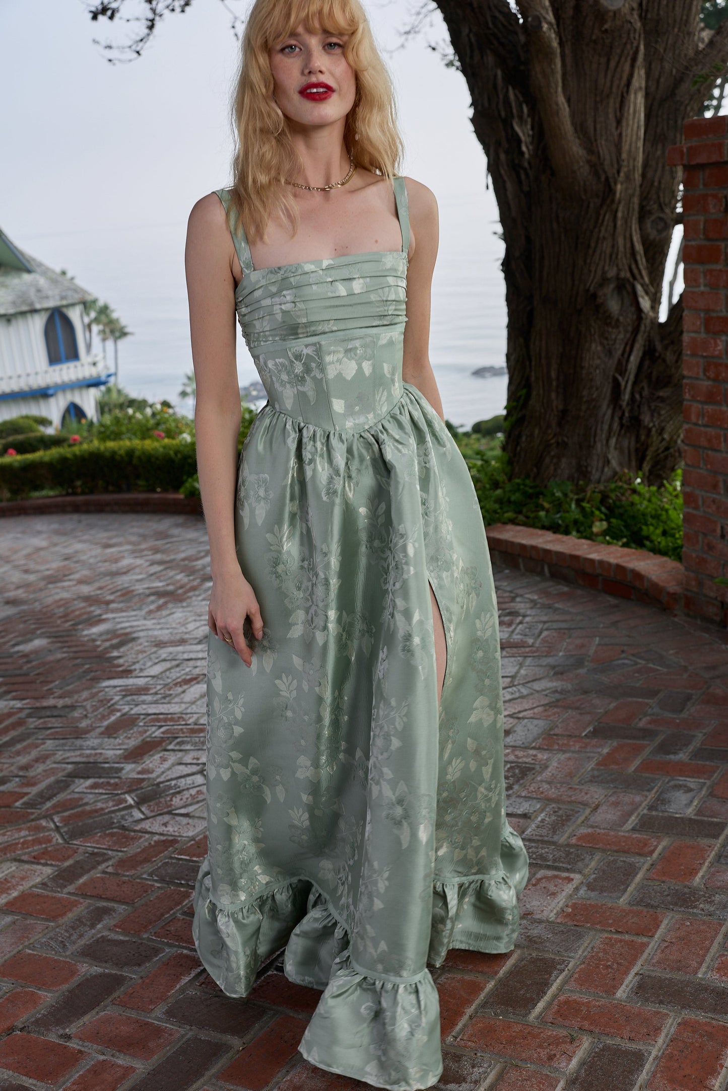 The Ava Dress in Sage Baroque Floral