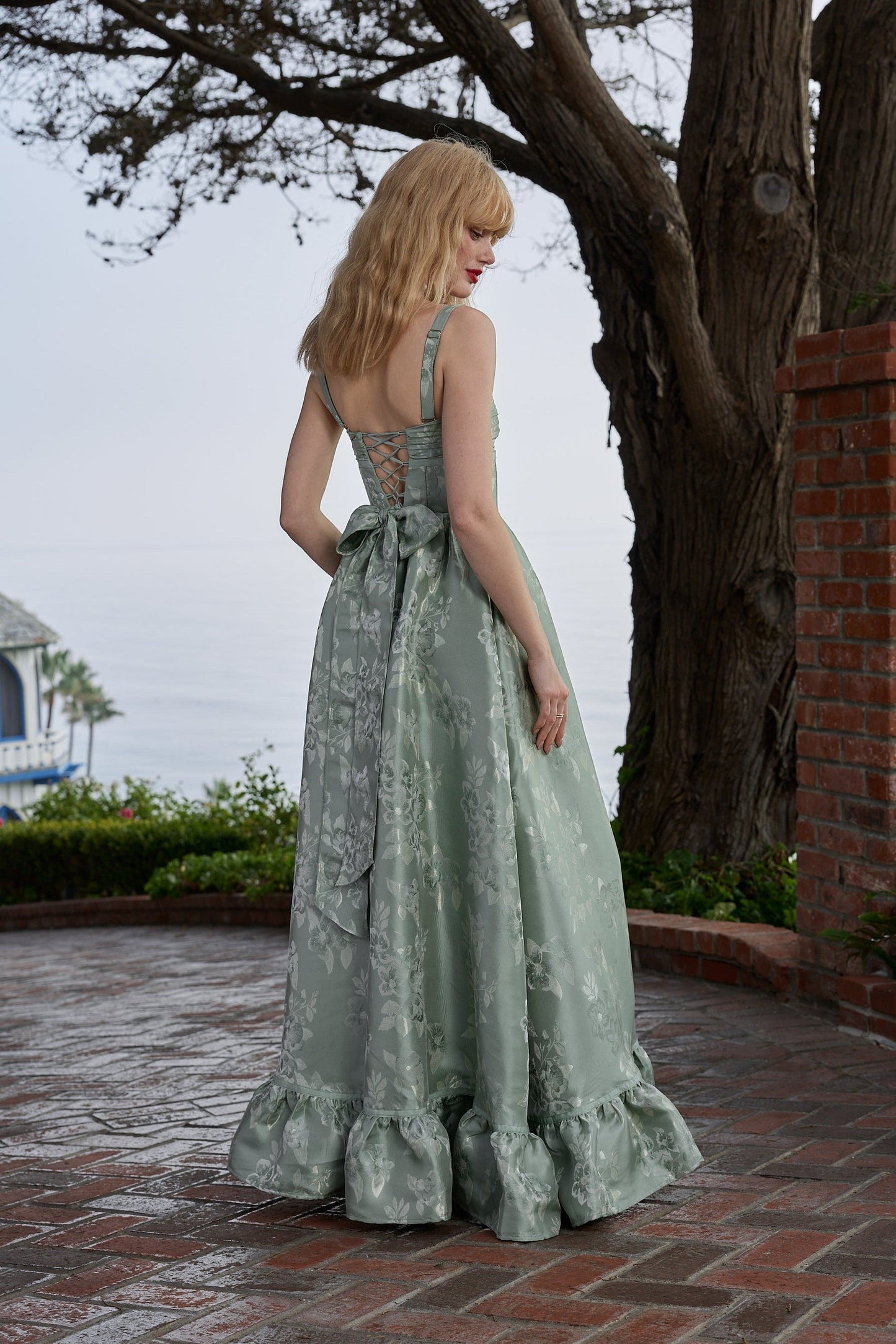 The Ava Dress in Sage Baroque Floral