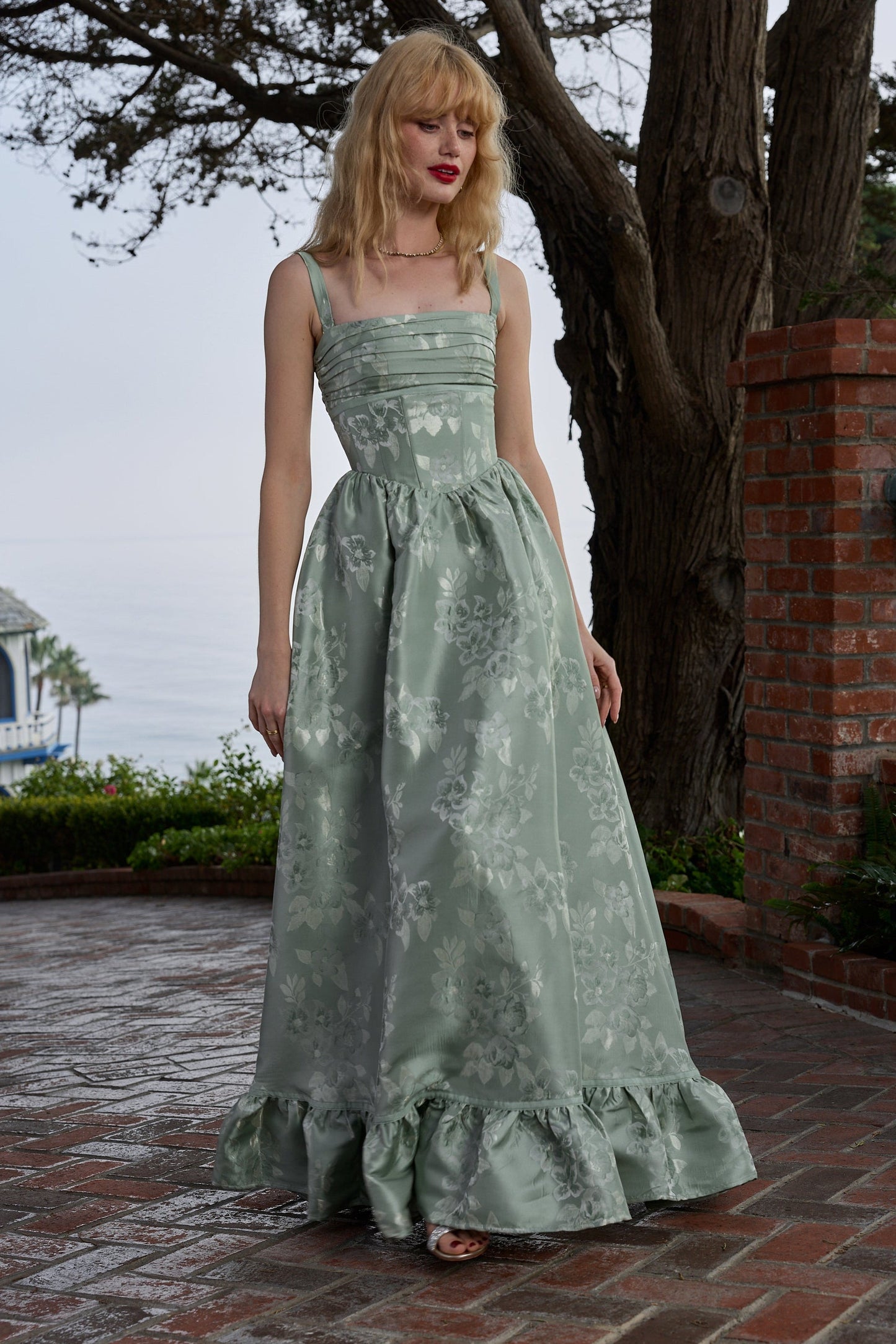 The Ava Dress in Sage Baroque Floral