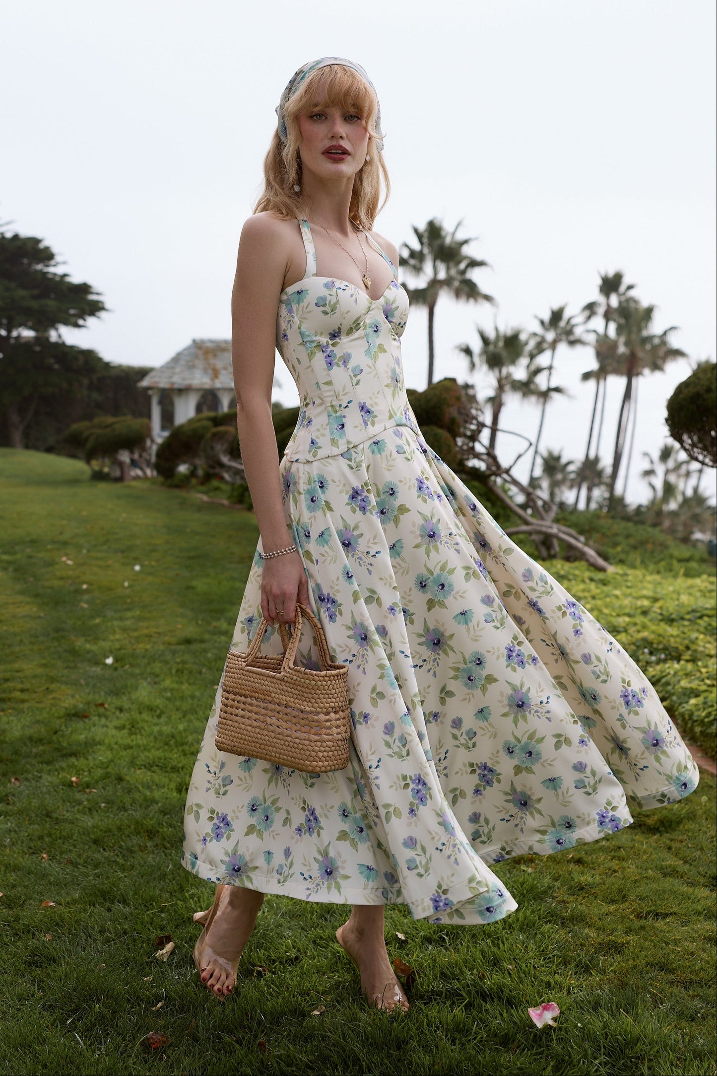 The Carrie Set in Blue Watercolor Floral