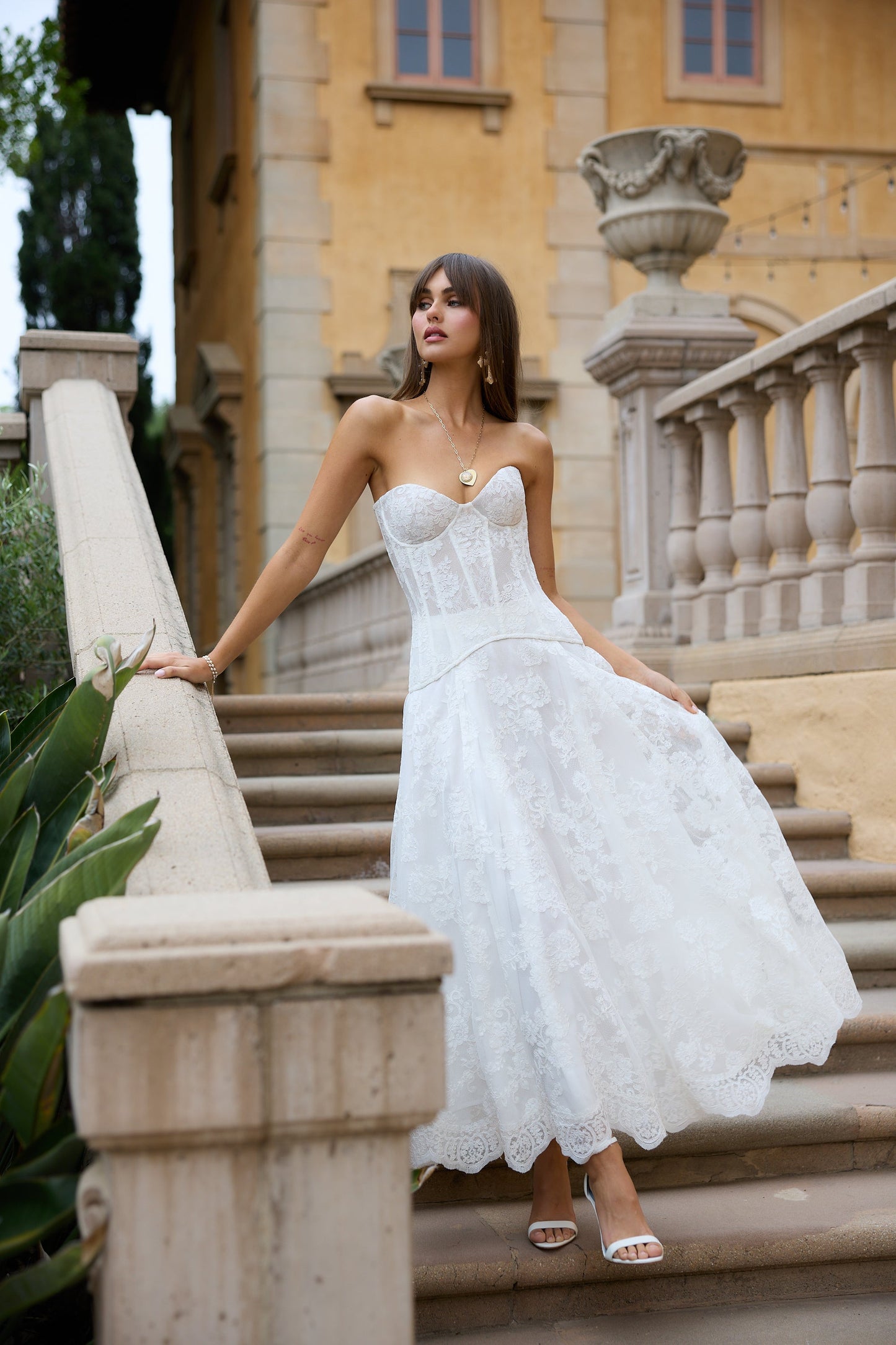 The Carolena Set in White Chantilly Lace