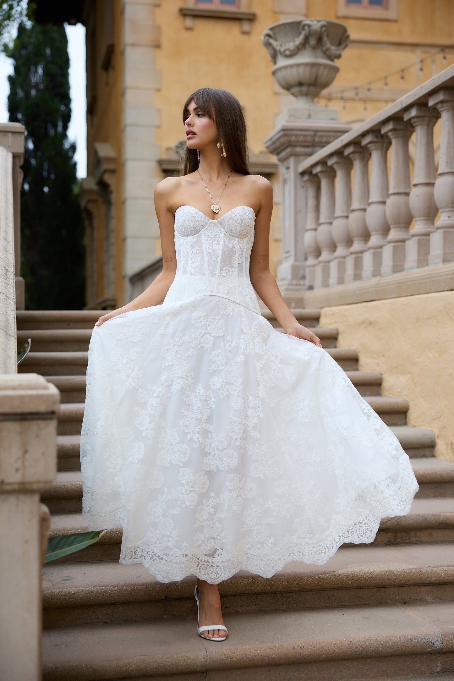 The Carolena Set in White Chantilly Lace