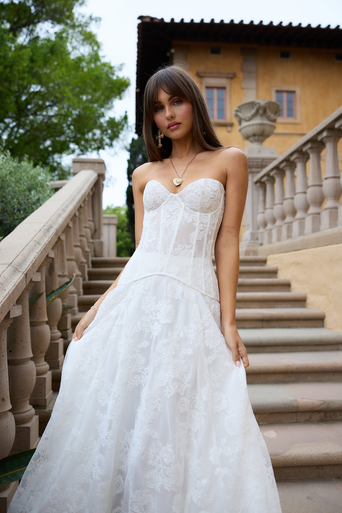 The Carolena Set in White Chantilly Lace