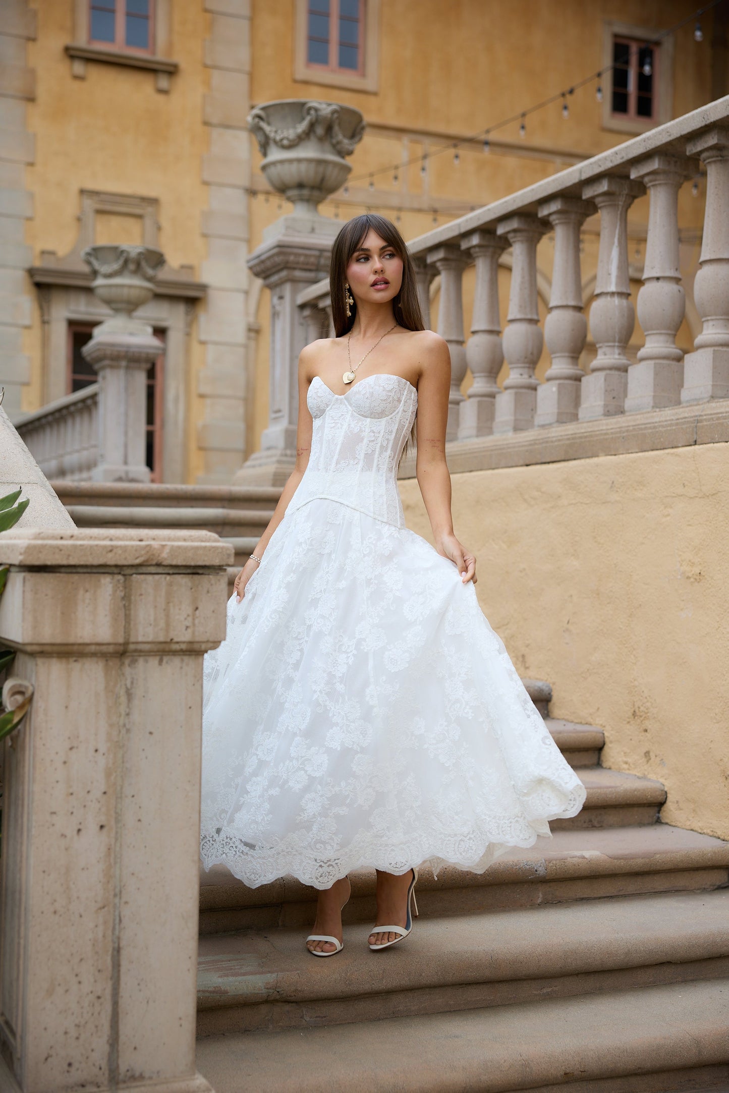 The Carolena Set in White Chantilly Lace