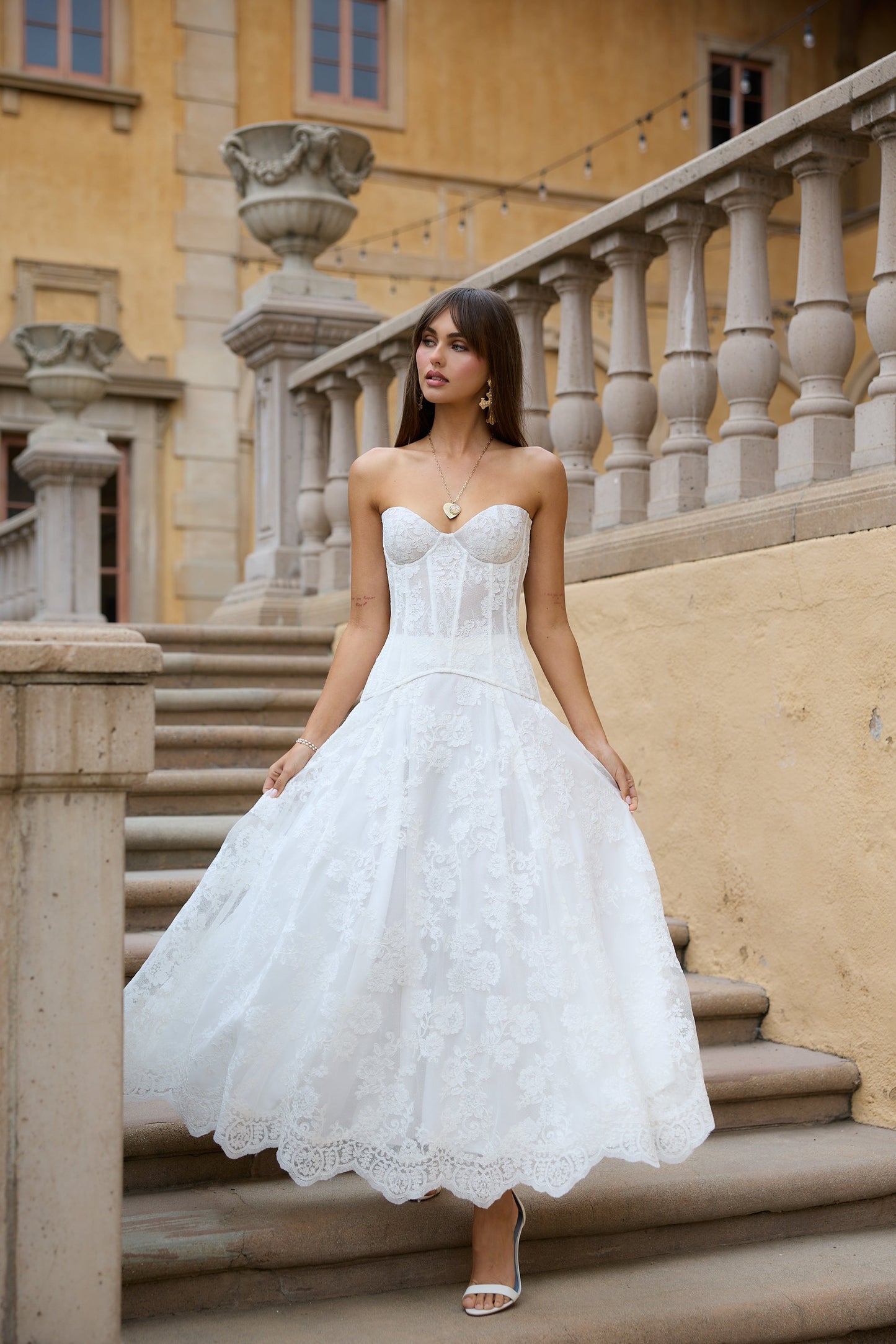 The Carolena Set in White Chantilly Lace