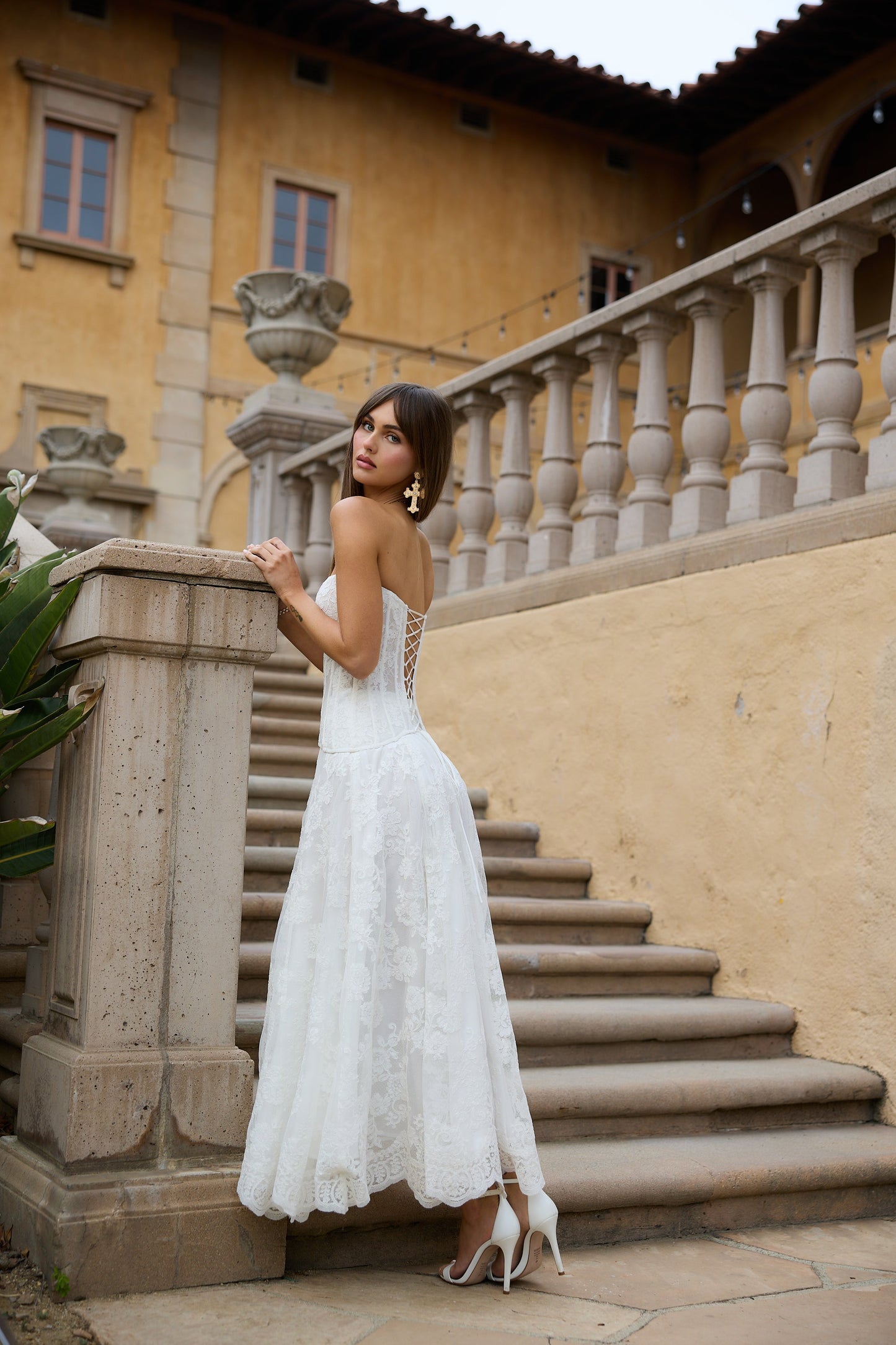 The Carolena Set in White Chantilly Lace