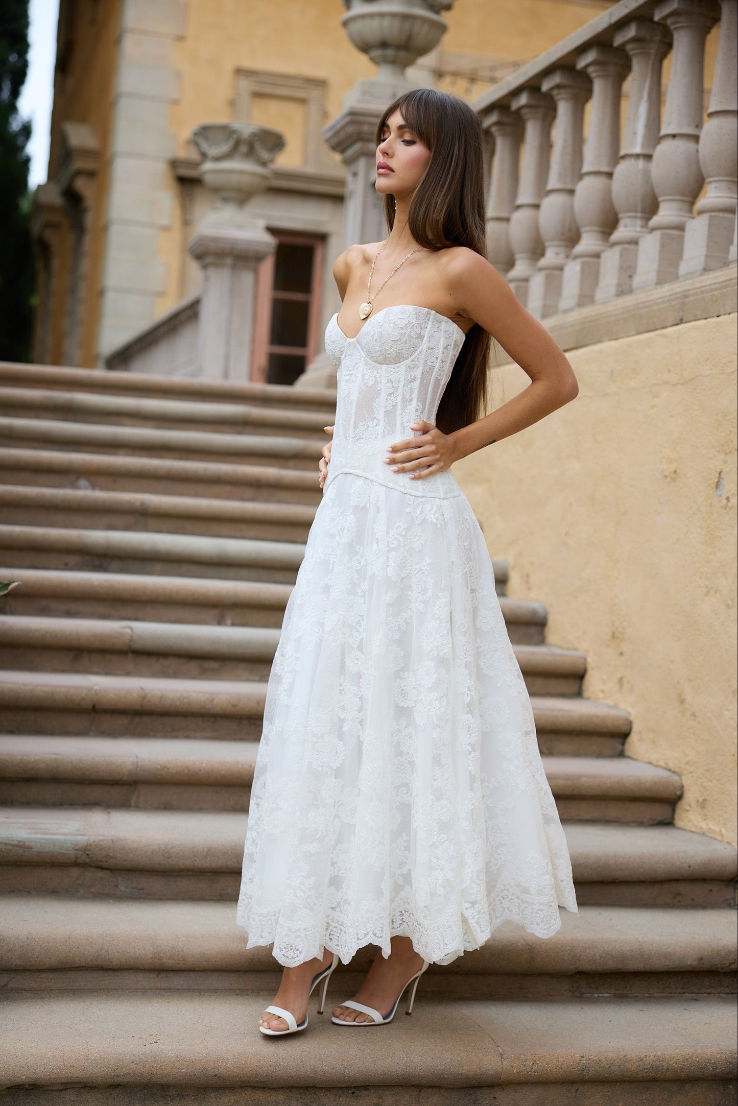 The Carolena Set in White Chantilly Lace