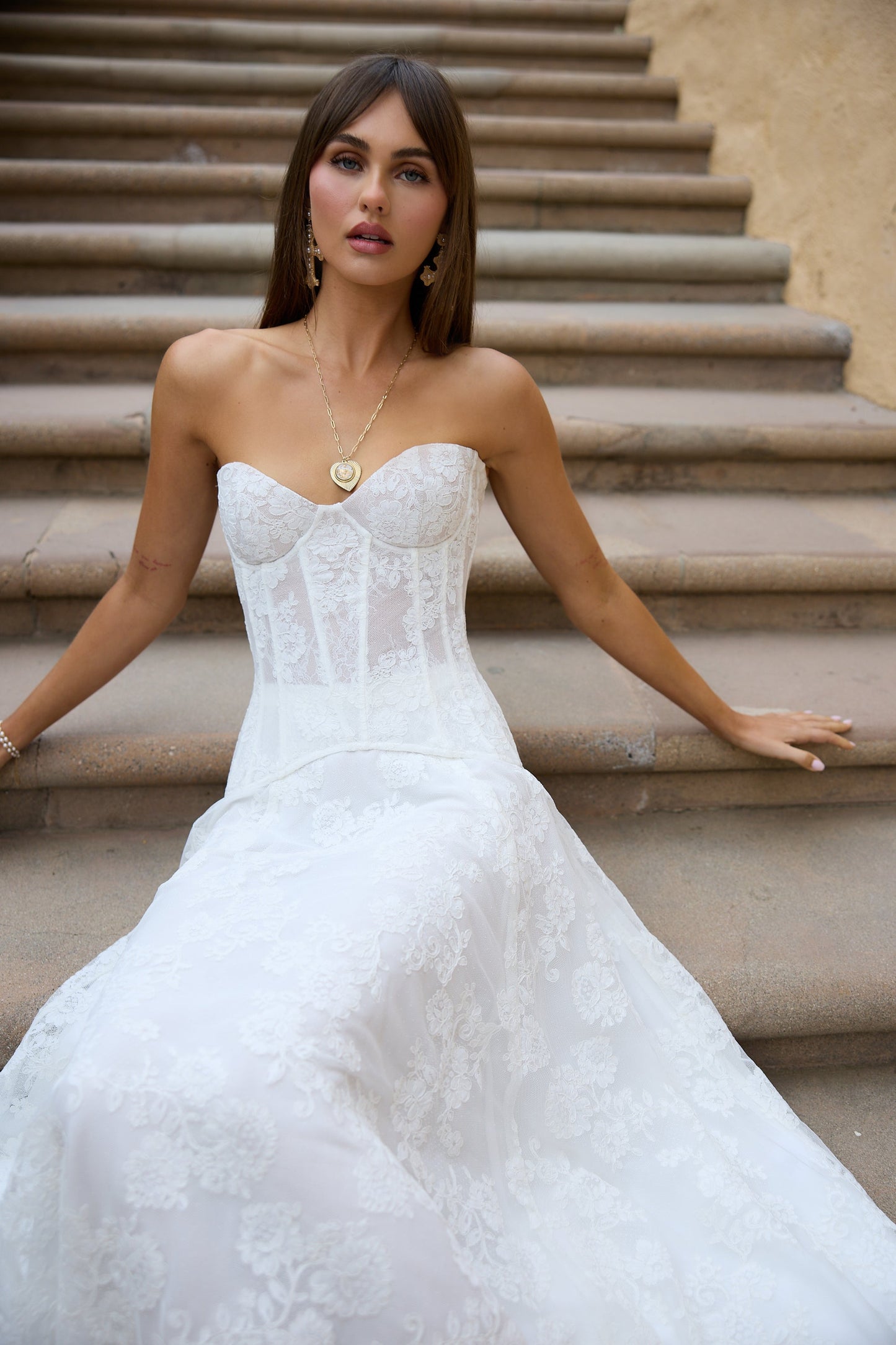 The Carolena Set in White Chantilly Lace