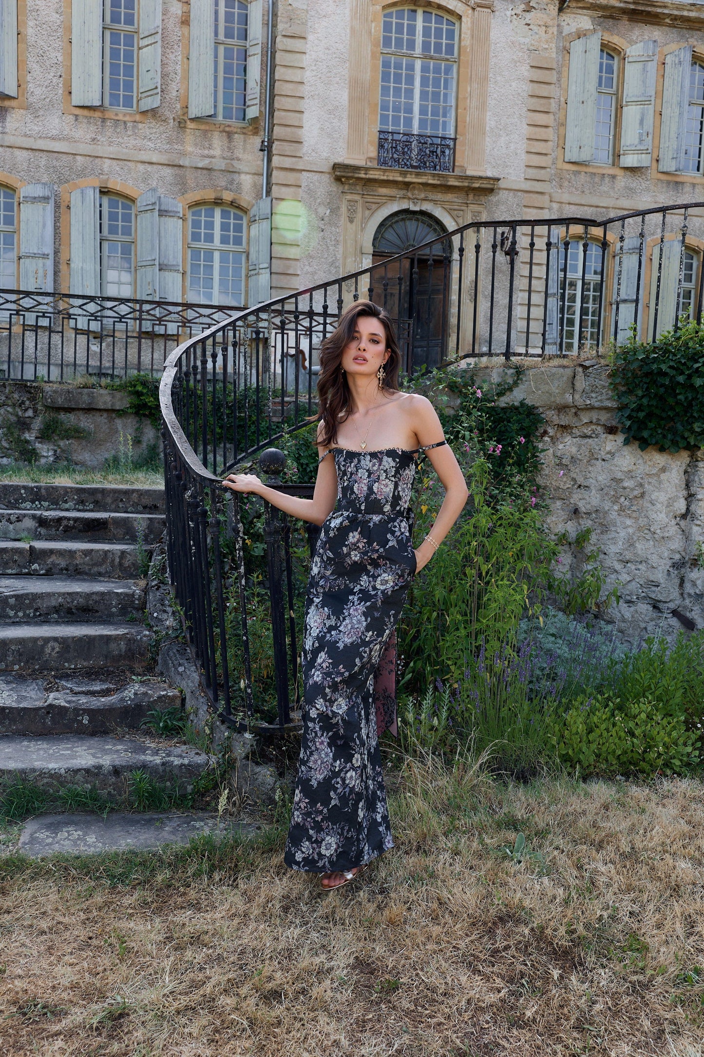 The Cheryl Dress in Black Lilibet Brocade