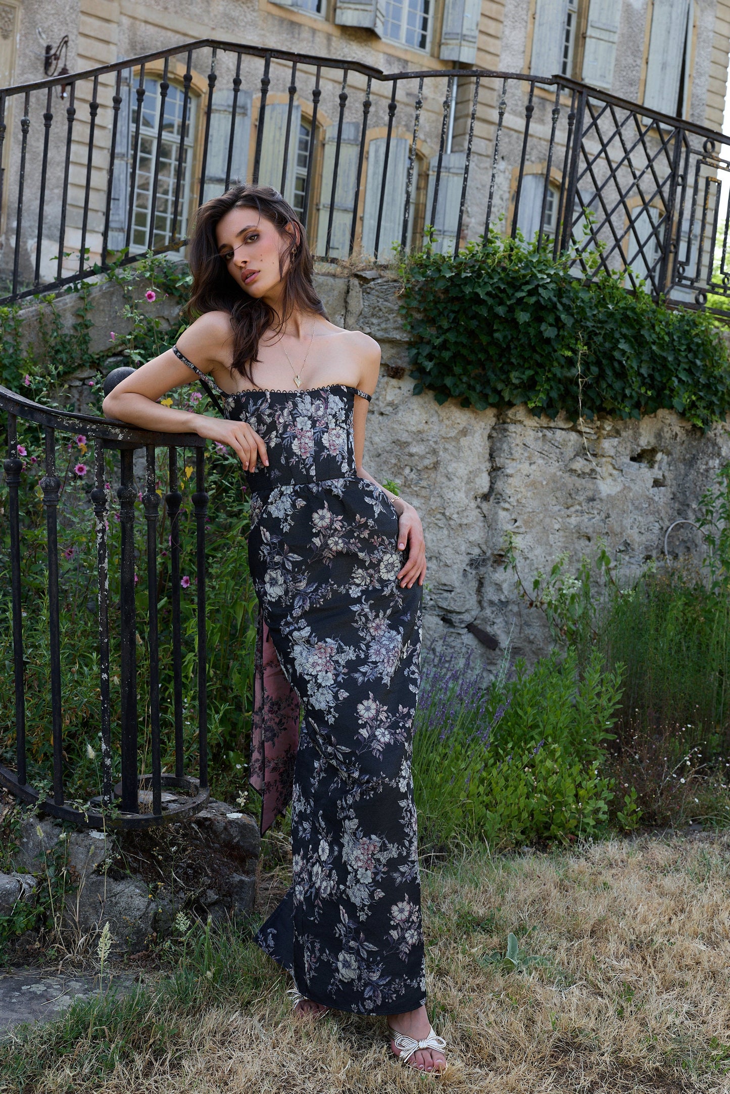 The Cheryl Dress in Black Lilibet Brocade