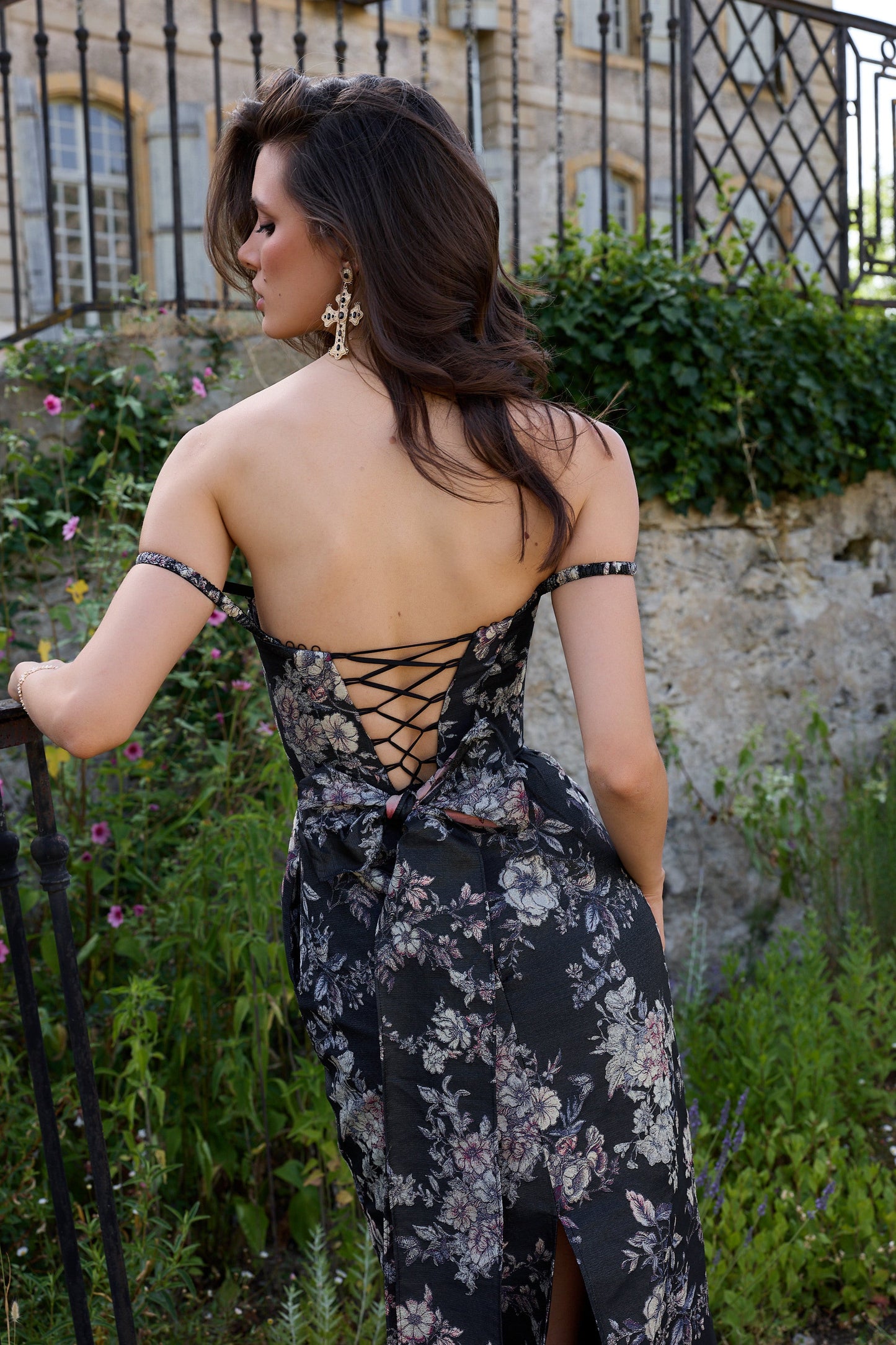 The Cheryl Dress in Black Lilibet Brocade