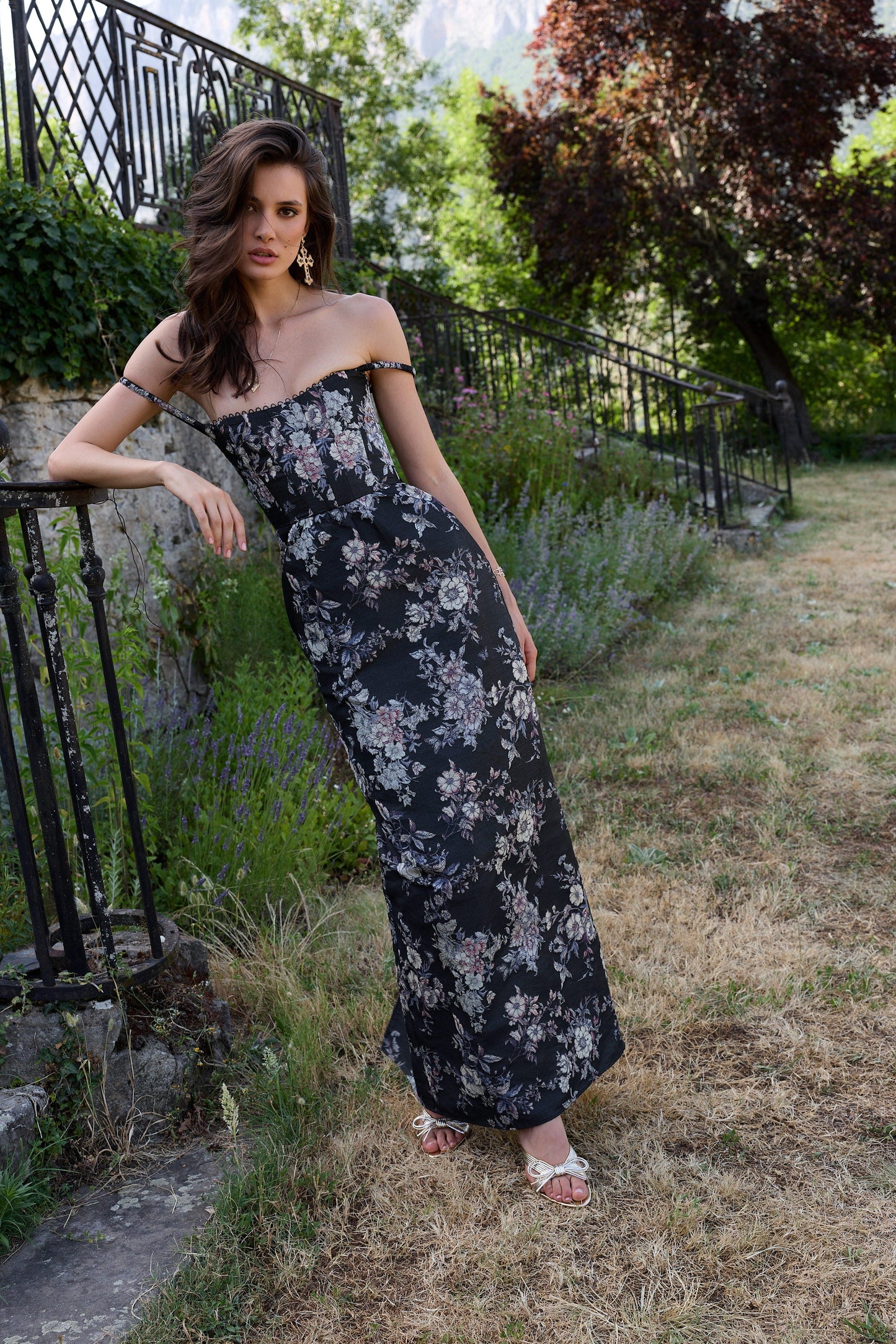 The Cheryl Dress in Black Lilibet Brocade