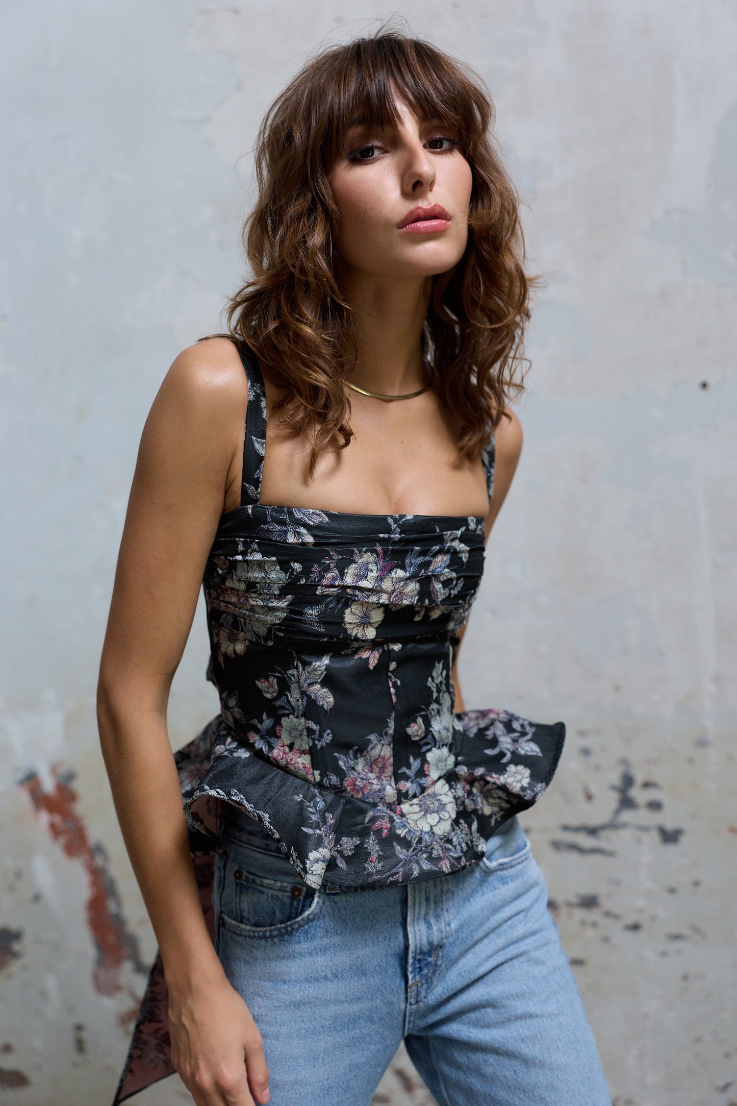 The Effie Top in Black Lilibet Brocade