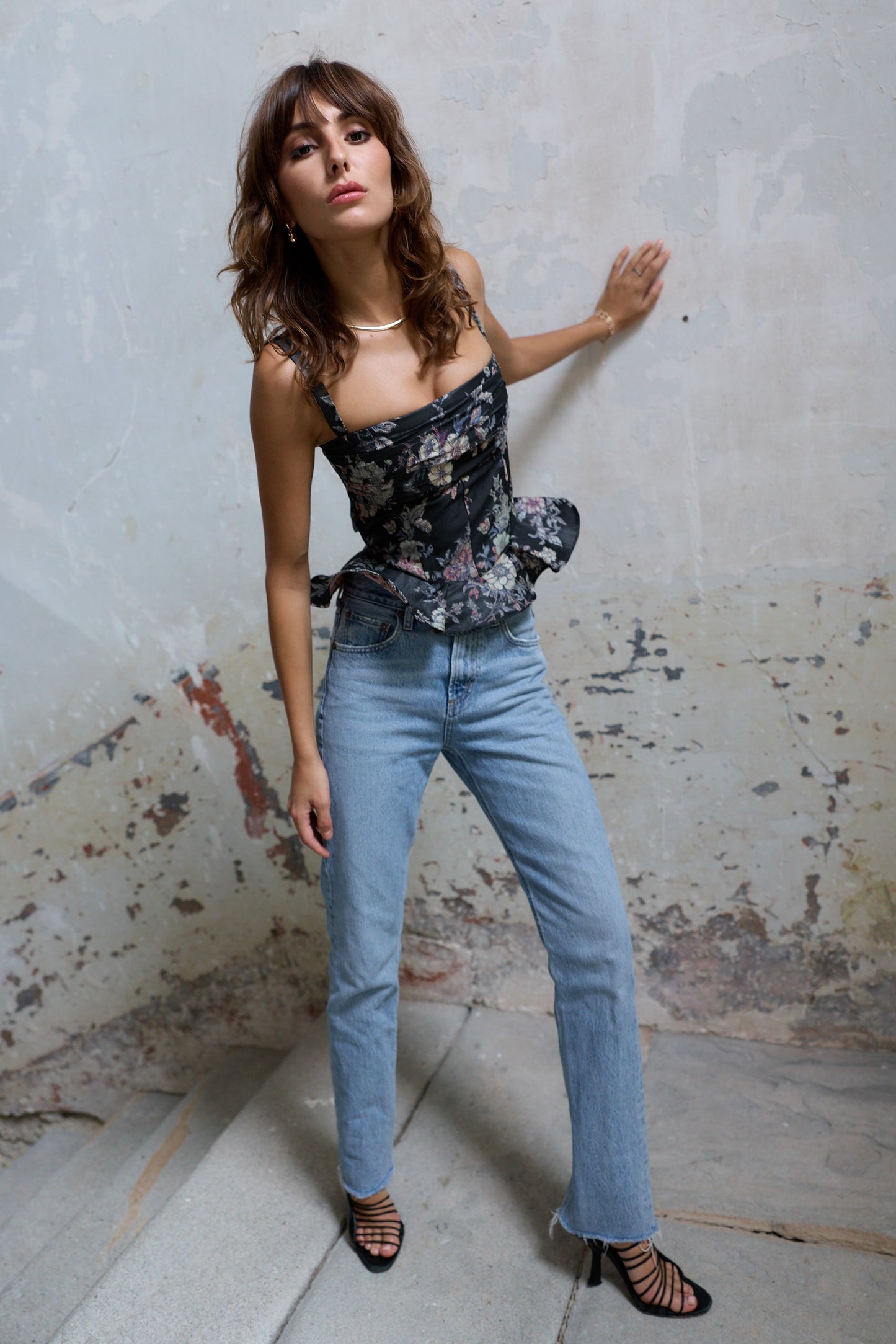 The Effie Top in Black Lilibet Brocade