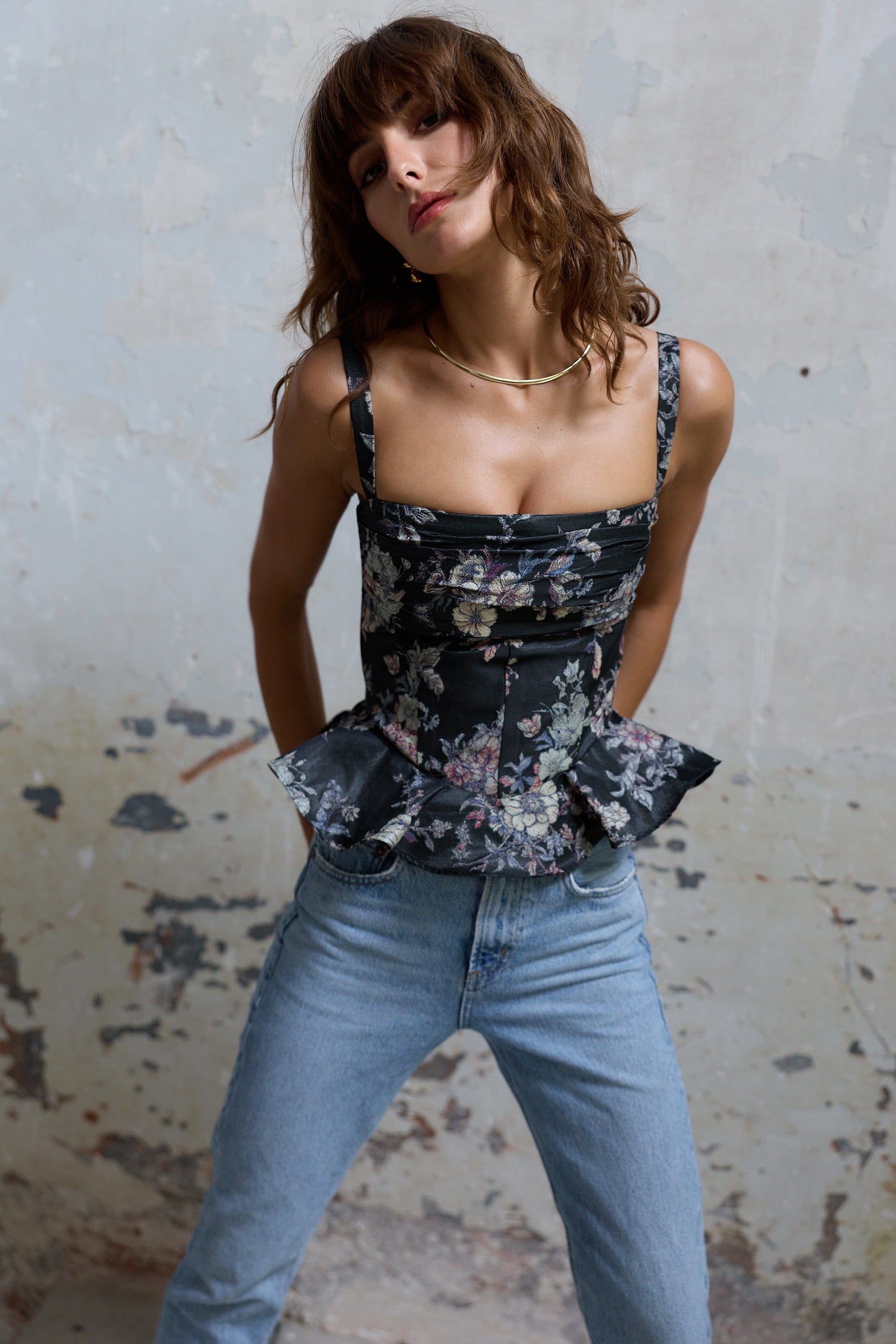 The Effie Top in Black Lilibet Brocade