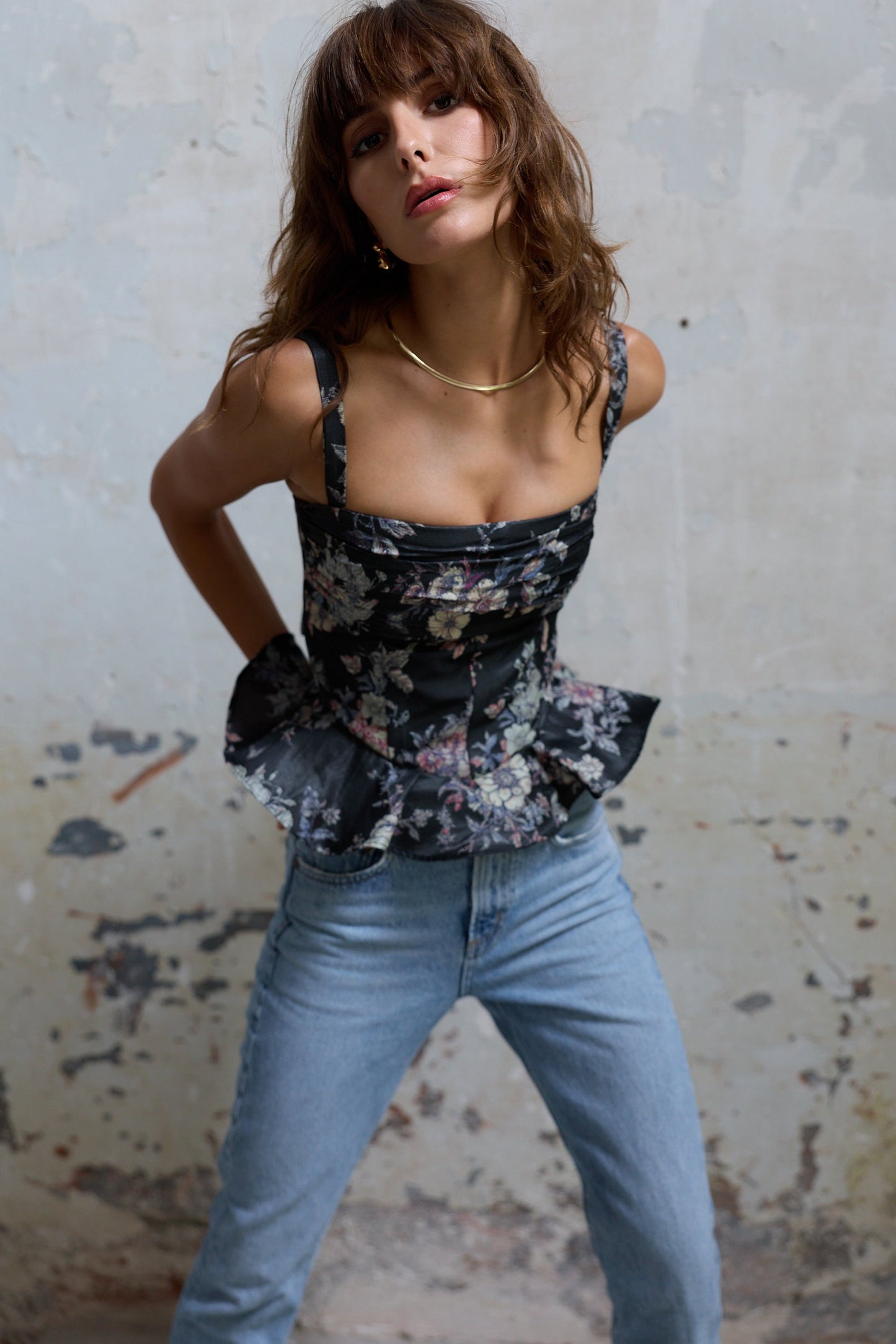 The Effie Top in Black Lilibet Brocade