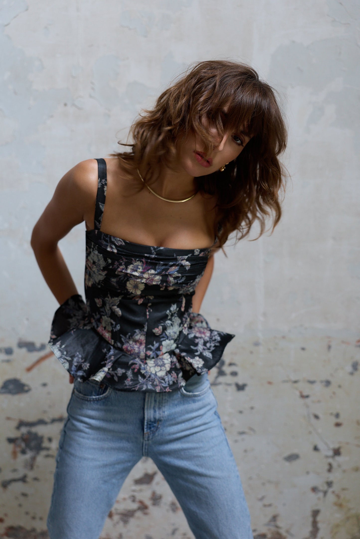 The Effie Top in Black Lilibet Brocade