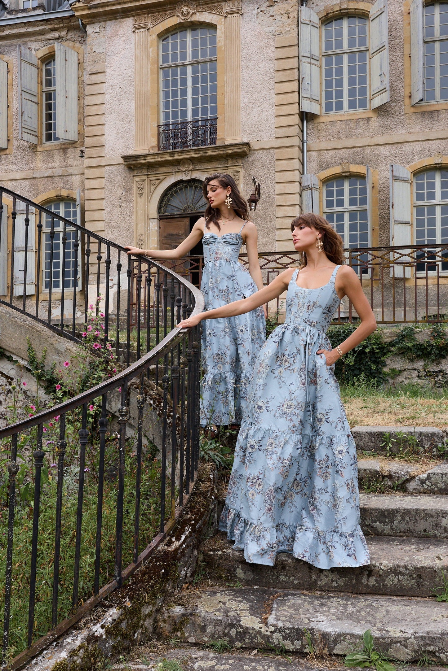The Avery Dress in Light Blue Lilibet Brocade