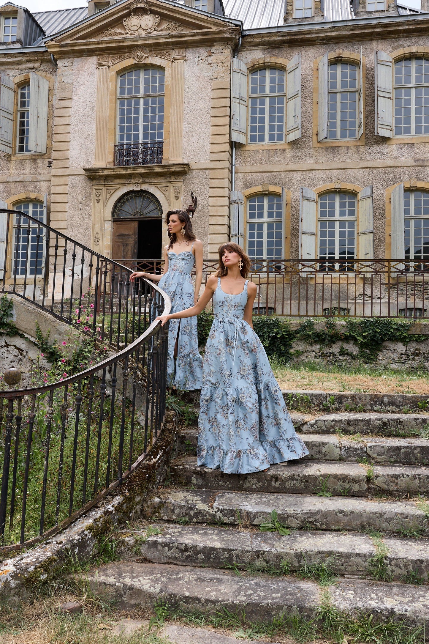 The Avery Dress in Light Blue Lilibet Brocade