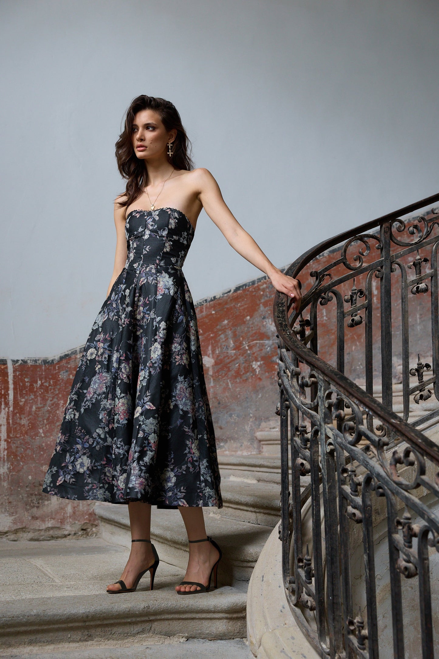 The Hazel Dress in Black Lilibet Brocade