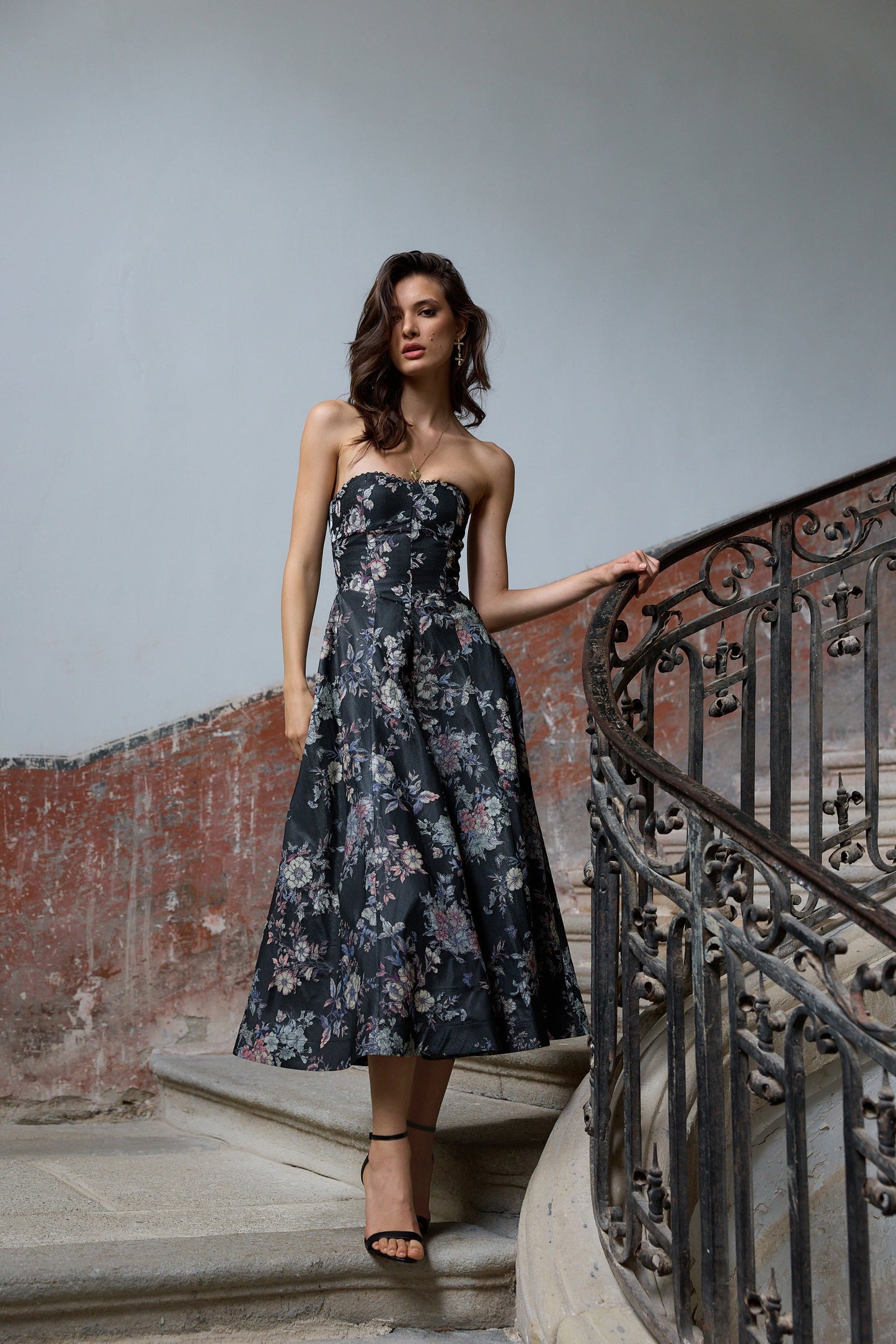 The Hazel Dress in Black Lilibet Brocade