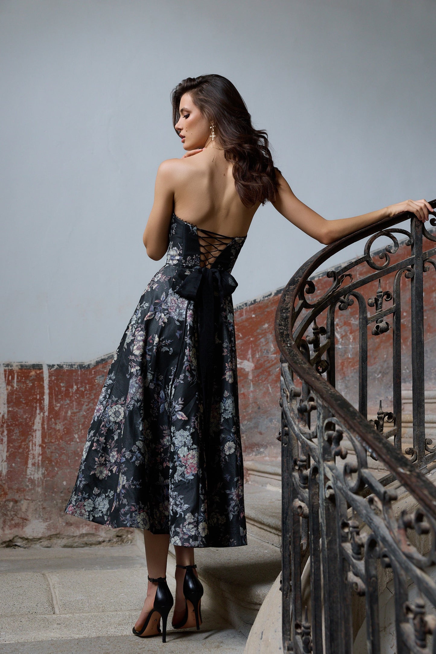 The Hazel Dress in Black Lilibet Brocade