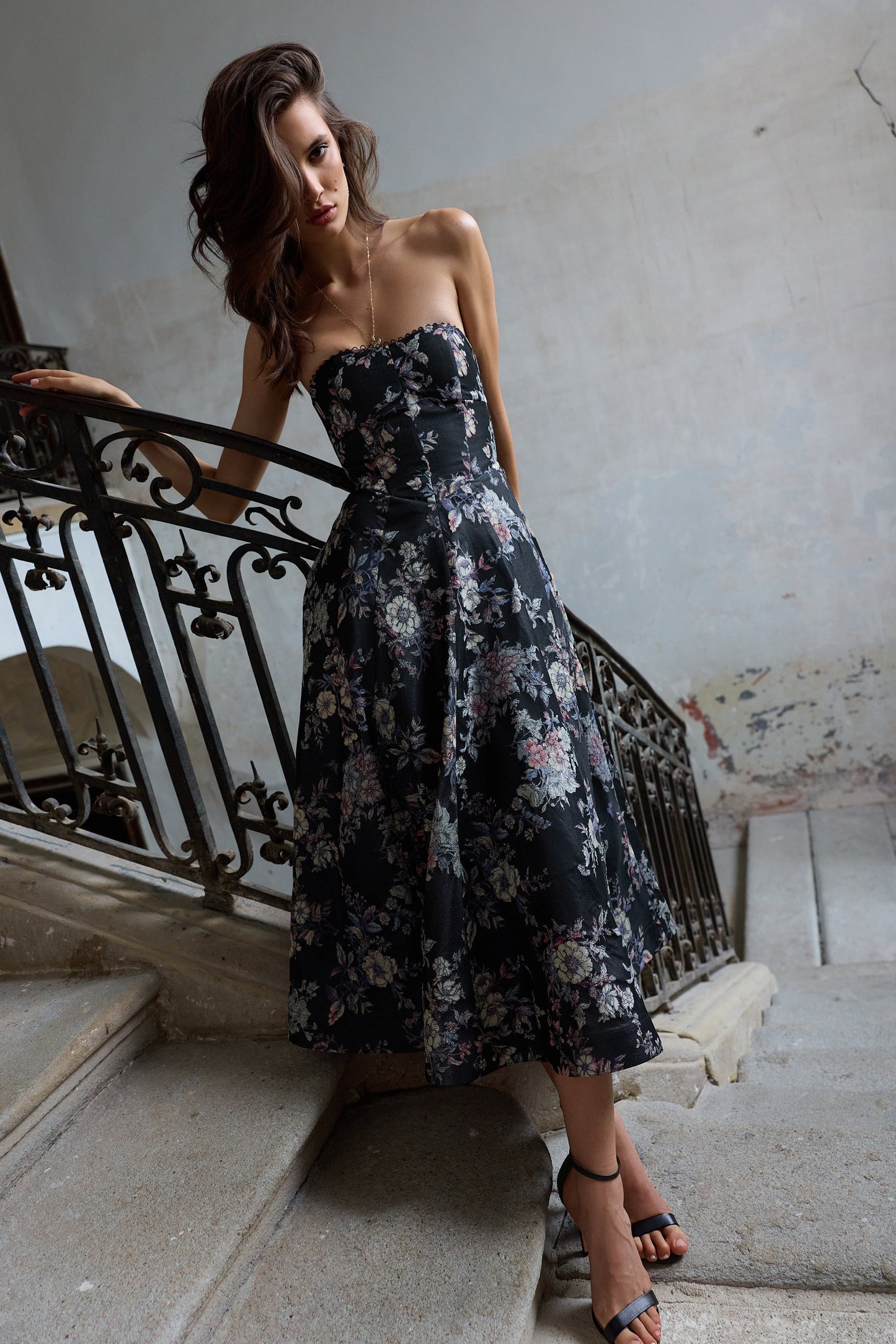 The Hazel Dress in Black Lilibet Brocade