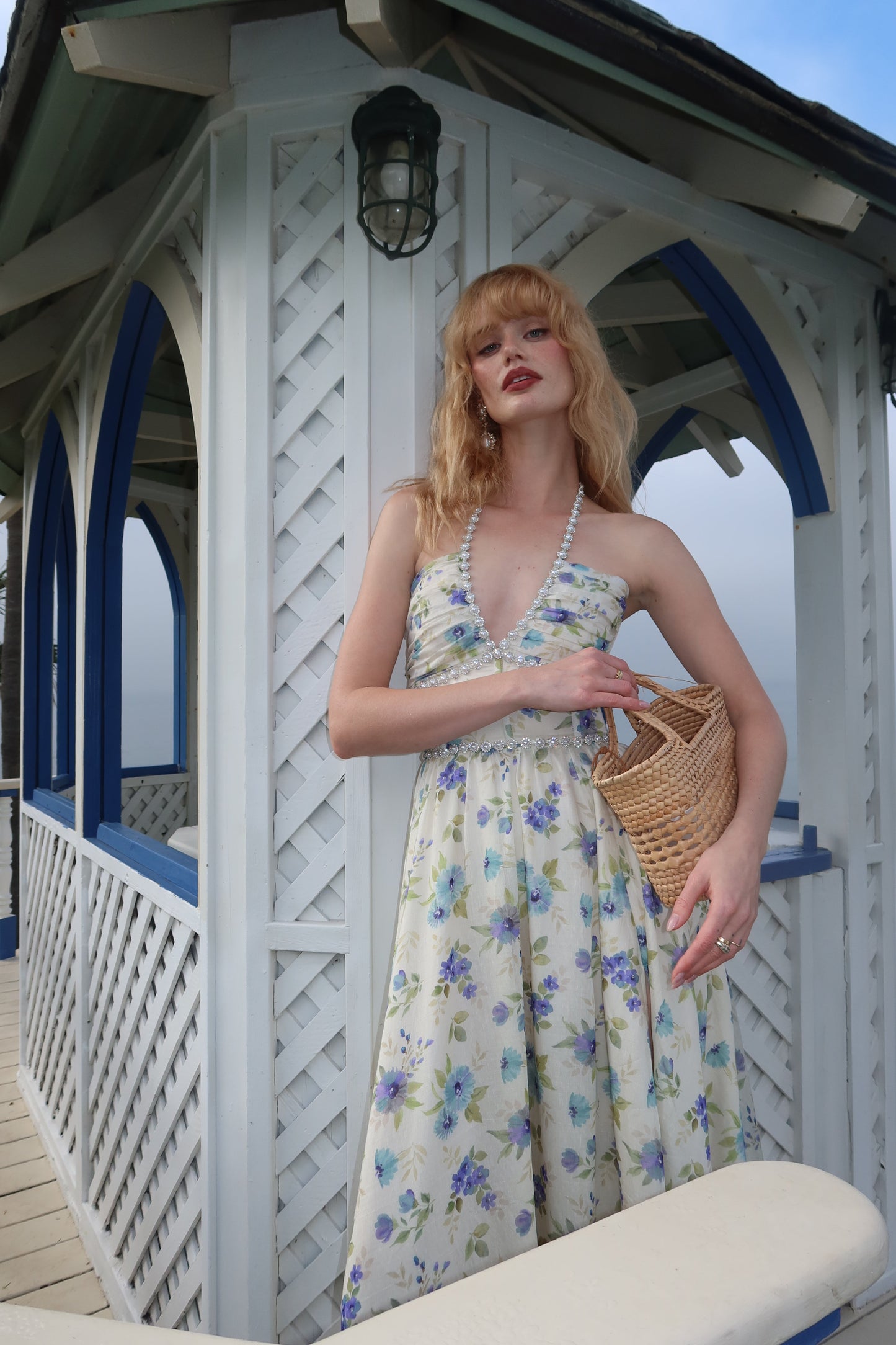 The Scarlette Dress in Blue Watercolor Floral
