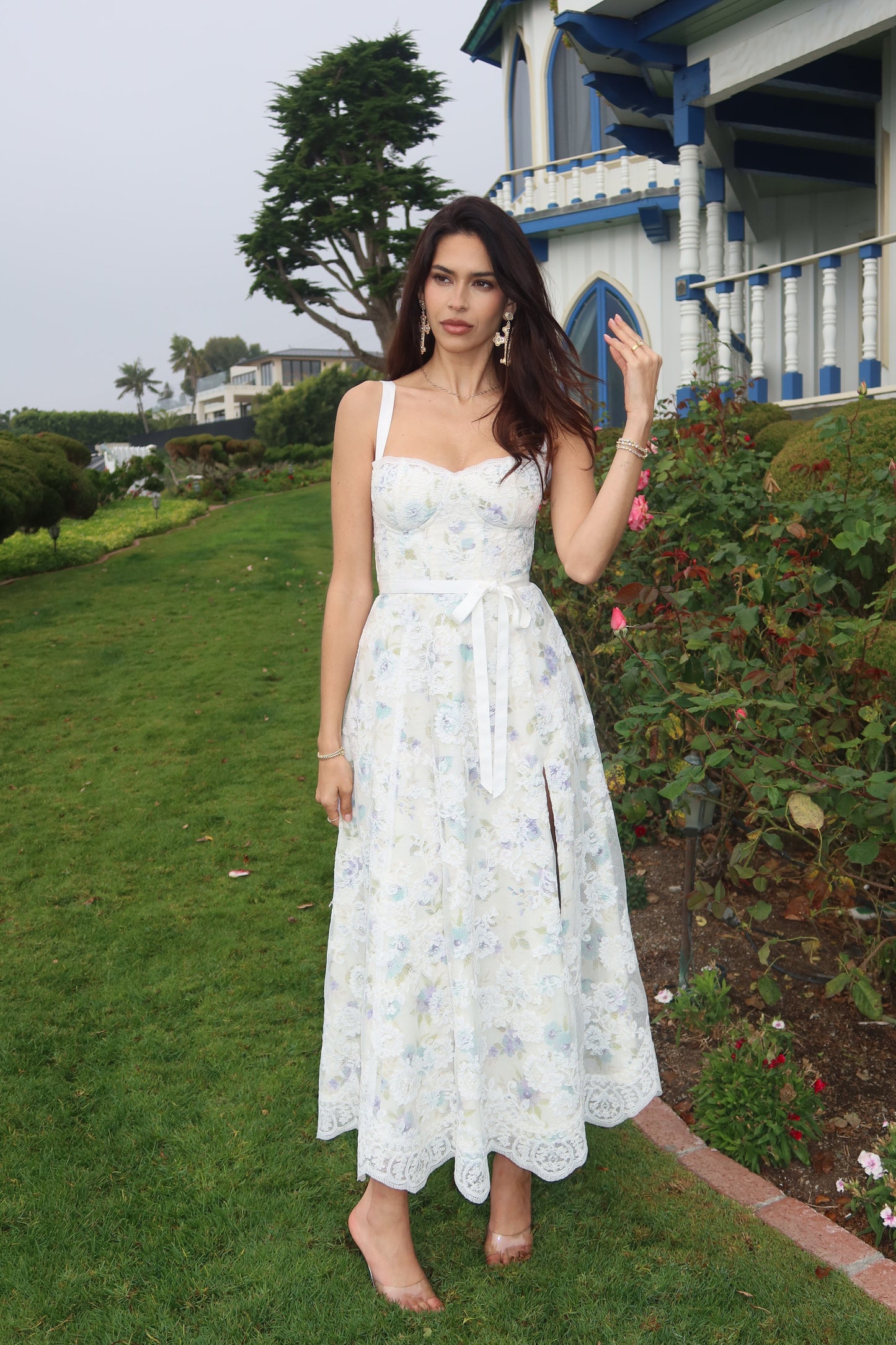 The Kathleen Dress in Blue Watercolor Floral