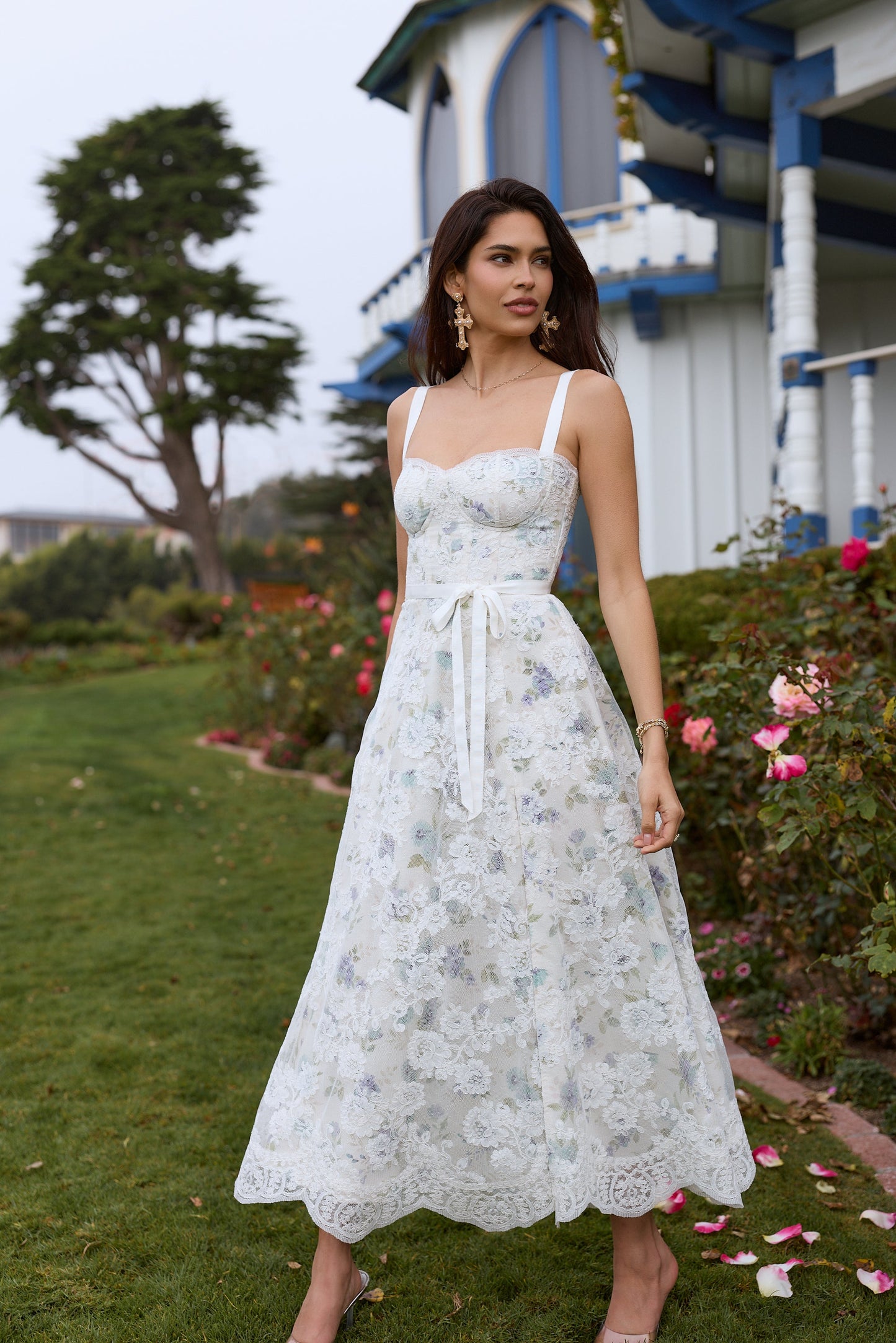 The Kathleen Dress in Blue Watercolor Floral