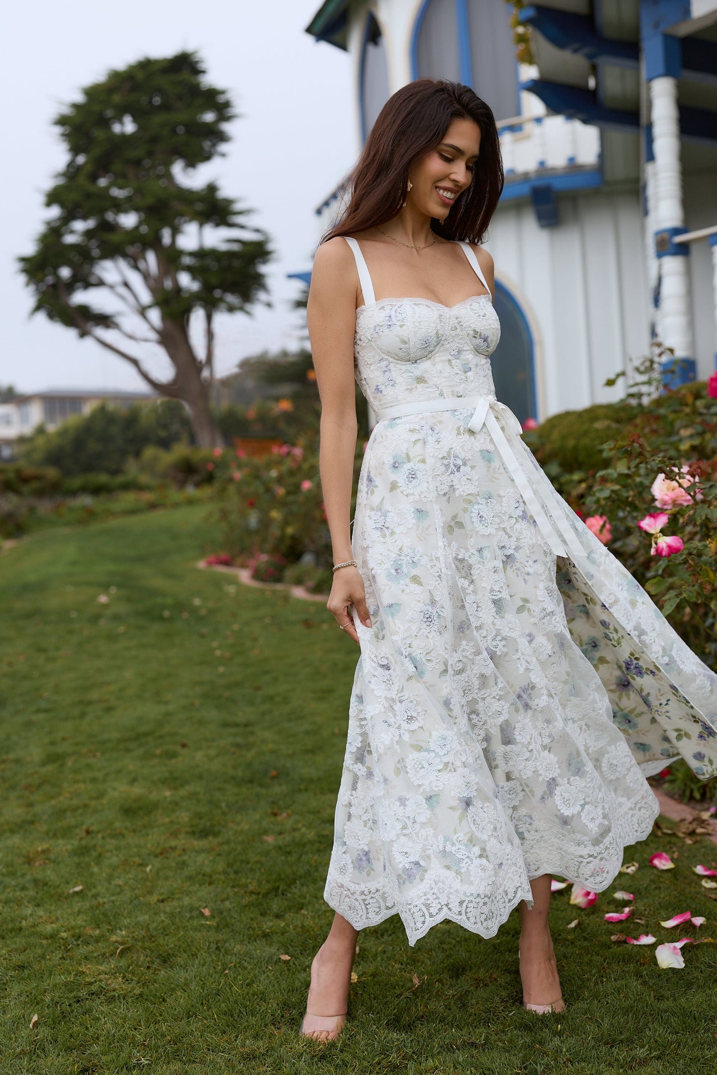 The Kathleen Dress in Blue Watercolor Floral