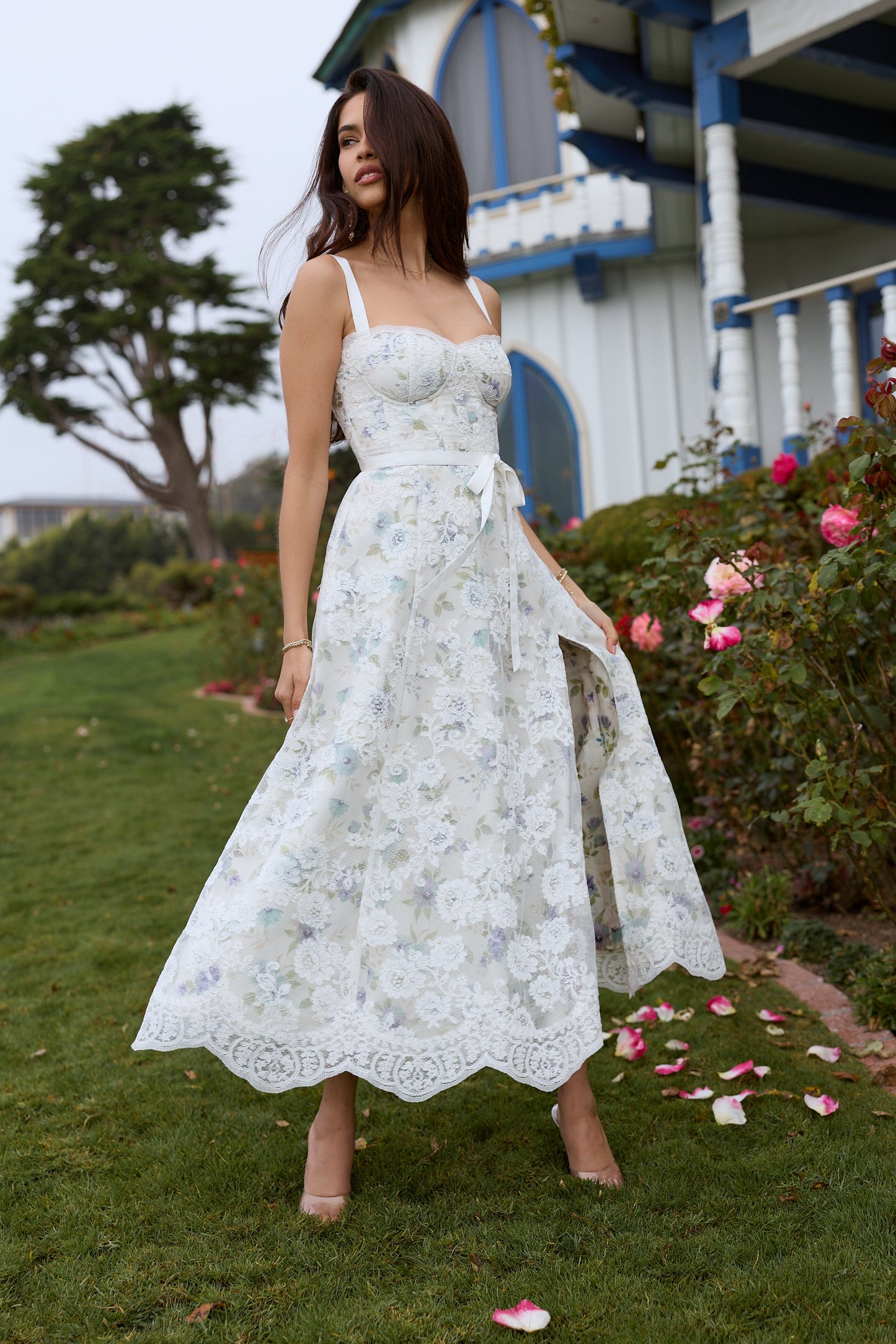 The Kathleen Dress in Blue Watercolor Floral