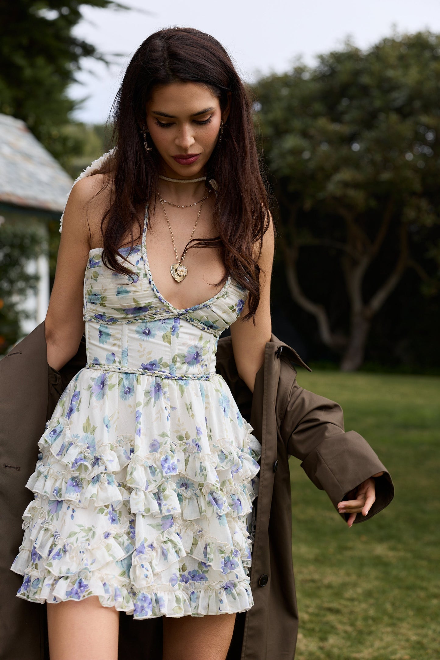 The Sophie Dress in Blue Watercolor Floral