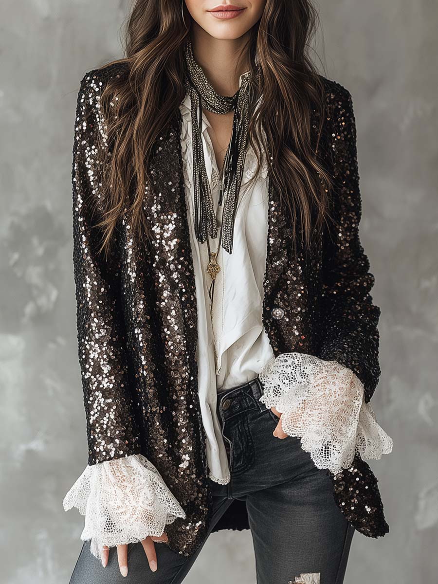 Retro Sequined Casual Jacket