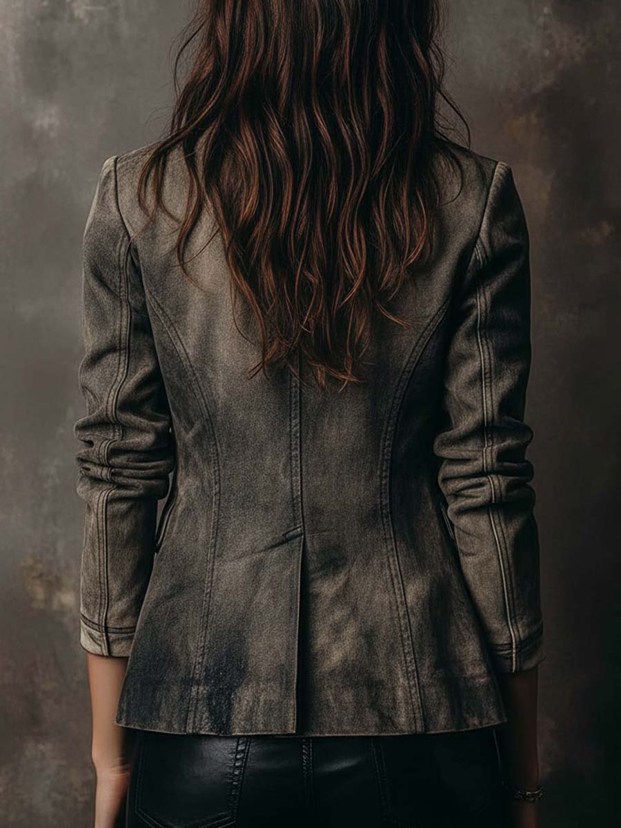 Vintage Fade Pure Cotton Denim Blazer