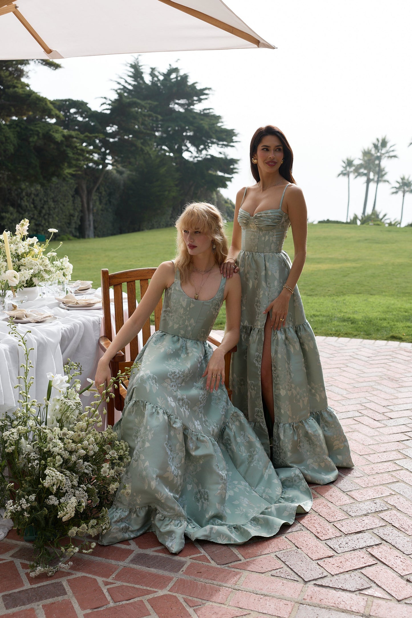 The Avery Dress in Sage Baroque Floral