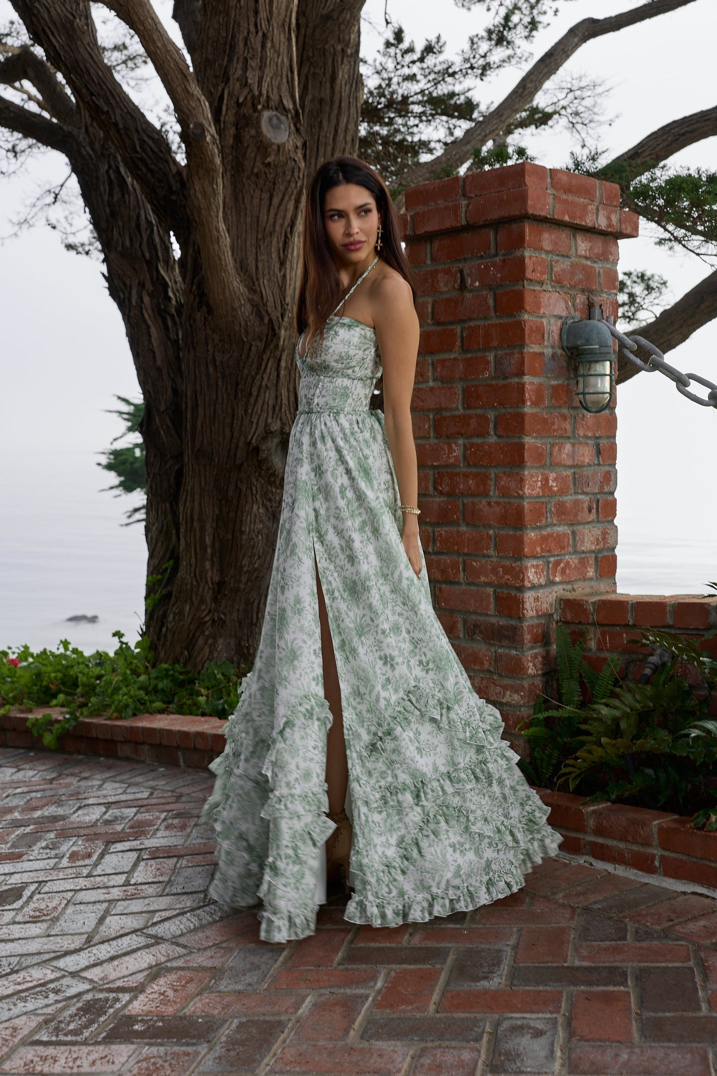 The Scarlette Dress in Sage Toile