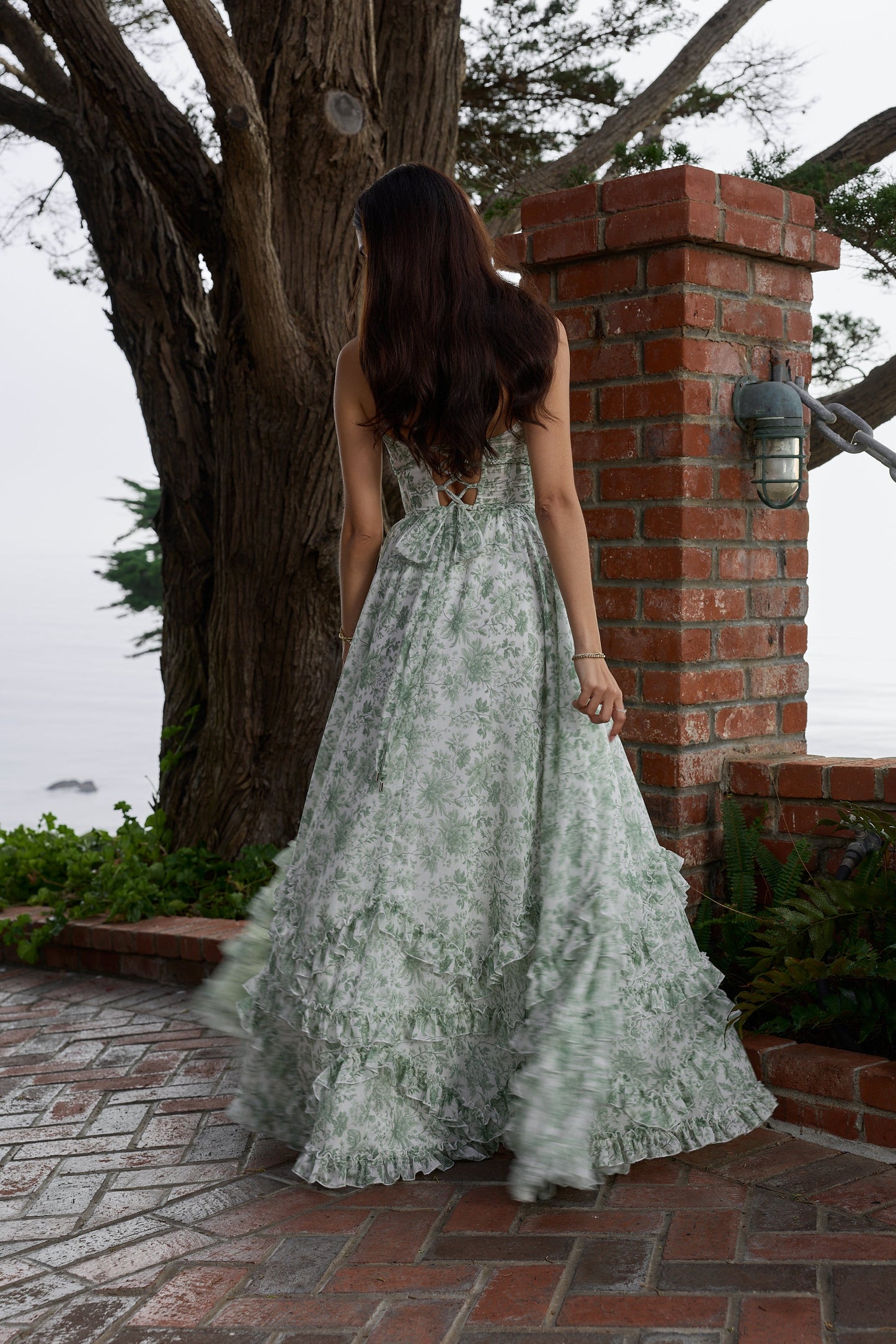 The Scarlette Dress in Sage Toile