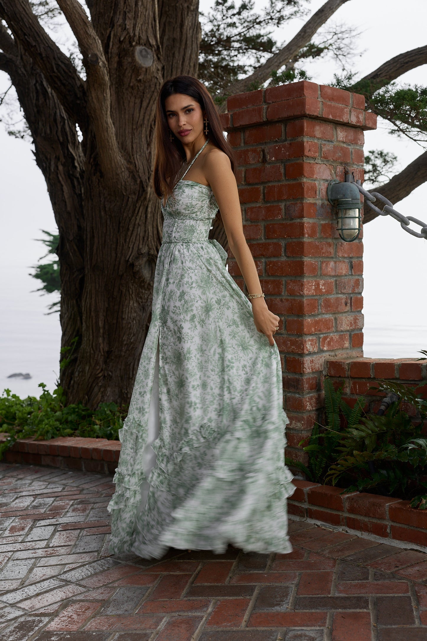 The Scarlette Dress in Sage Toile